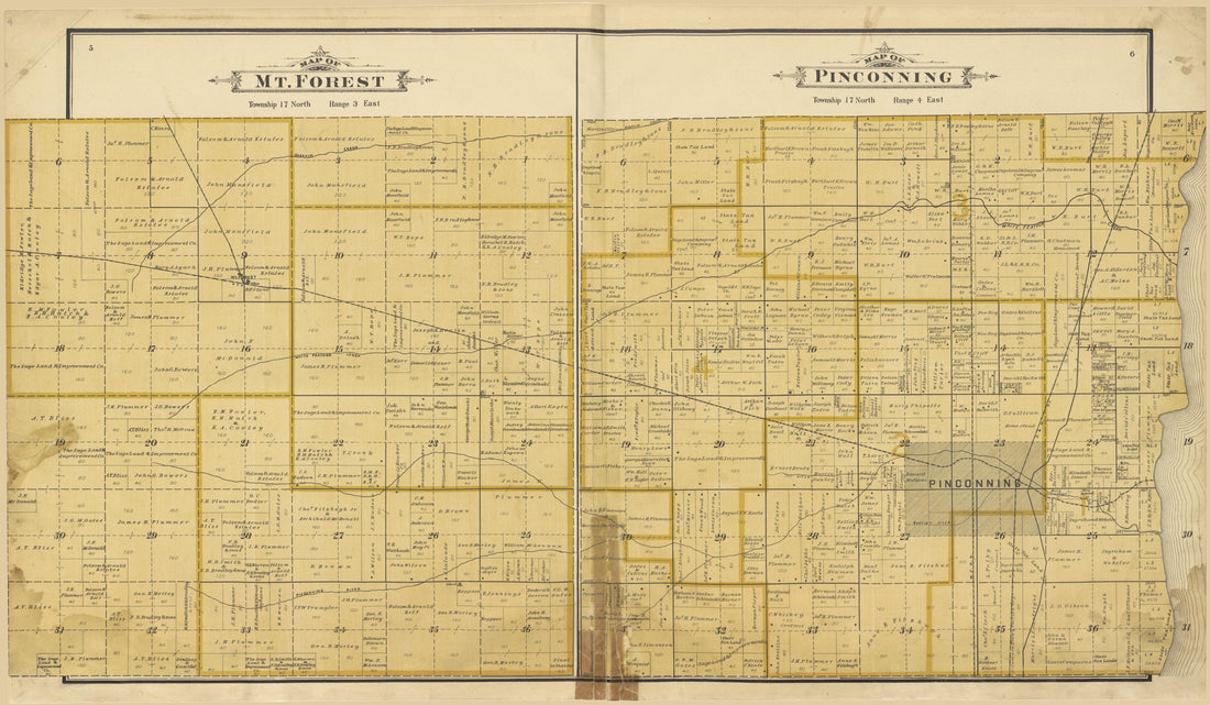 Mt. Forest, Pinconning from the County of Bay, Michigan : Maps, History, Illustrations and Statistics 1896 by Relic Map Company