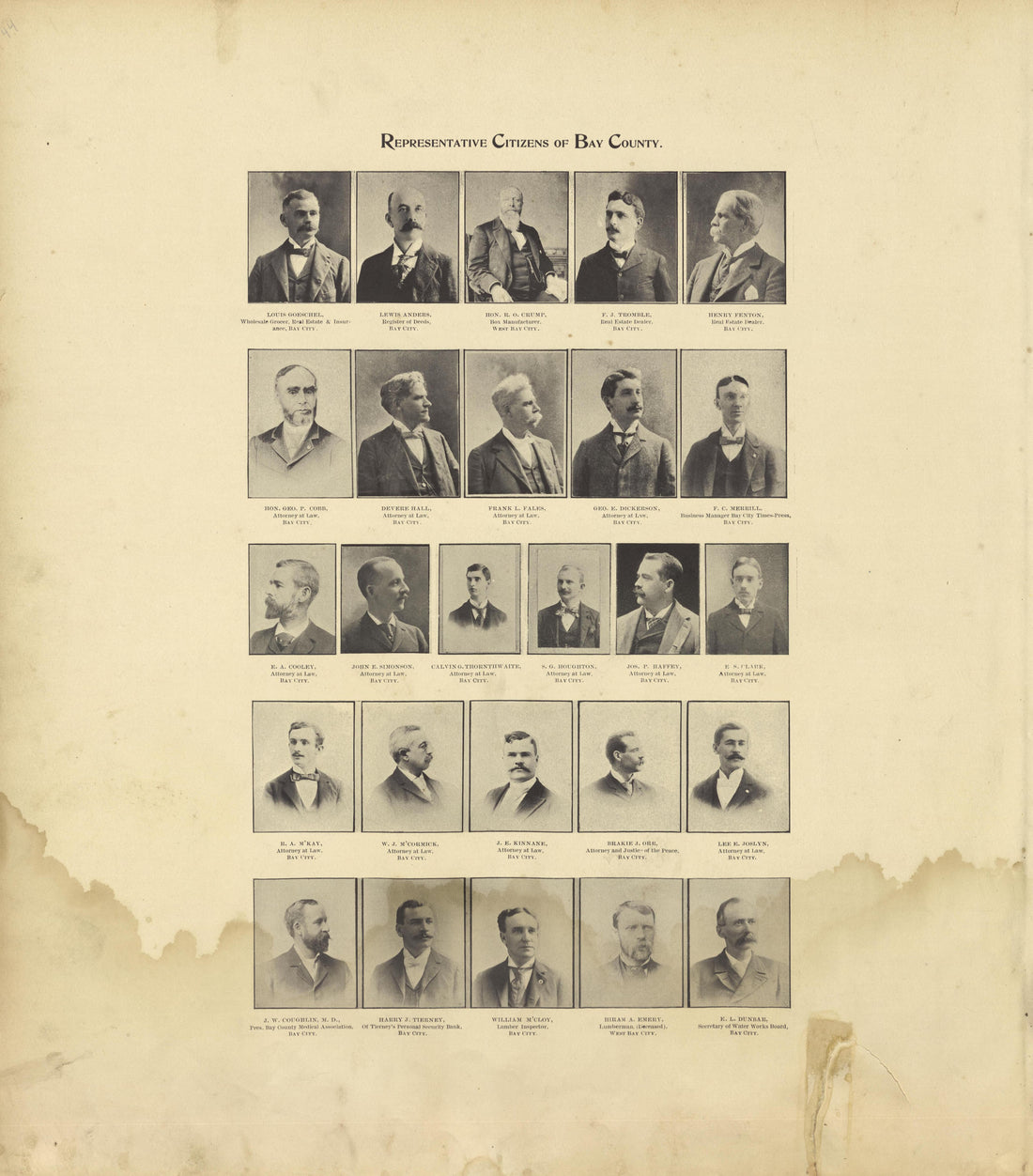Representative Citizens of Bay County from the County of Bay, Michigan : Maps, History, Illustrations and Statistics 1896 by Relic Map Company