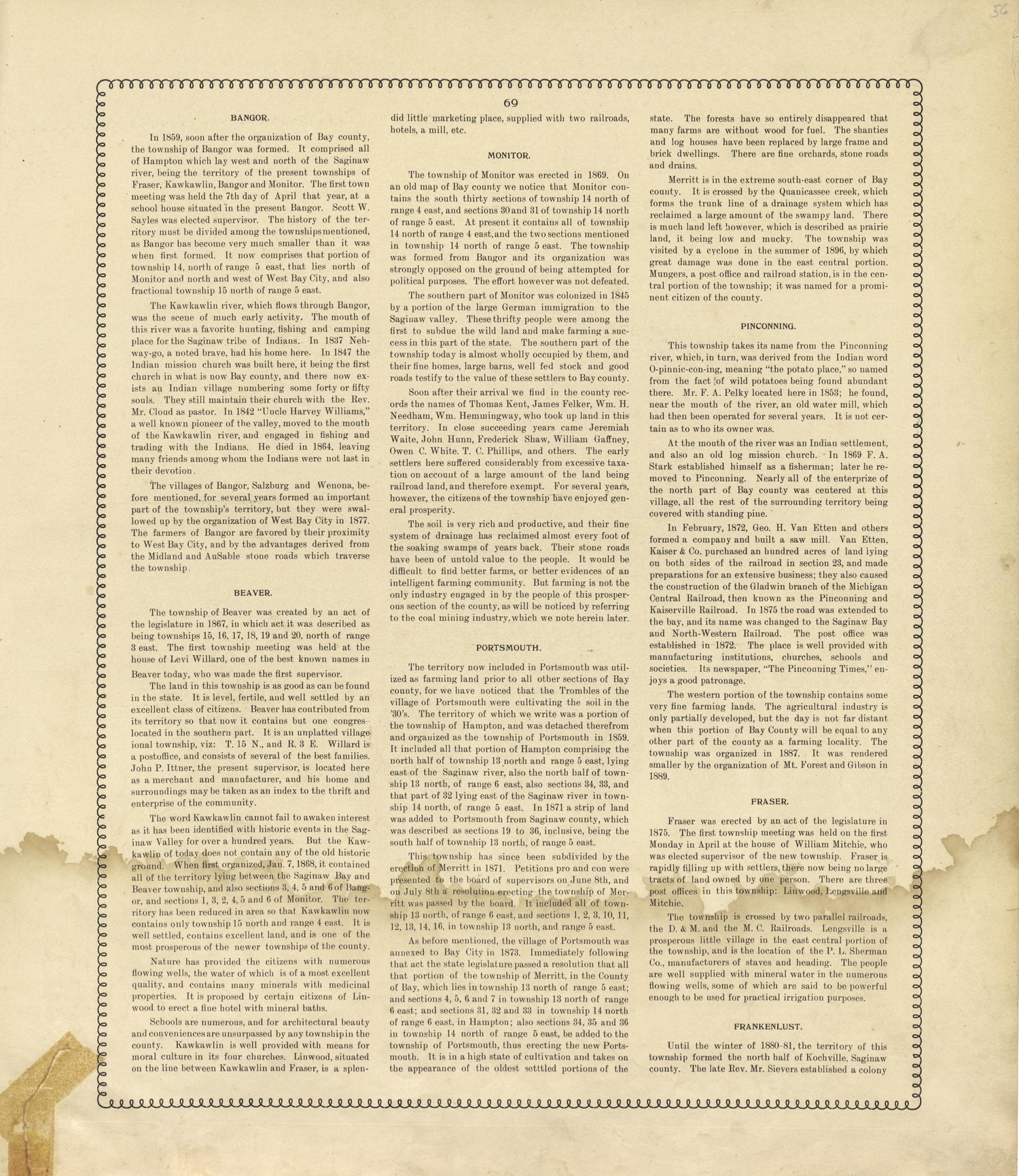 Bay County, Michigan - Continued from the County of Bay, Michigan : Maps, History, Illustrations and Statistics 1896 by Relic Map Company
