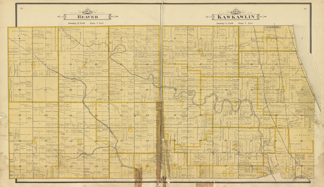 Beaver, Kawkawlin from the County of Bay, Michigan : Maps, History, Illustrations and Statistics 1896 by Relic Map Company