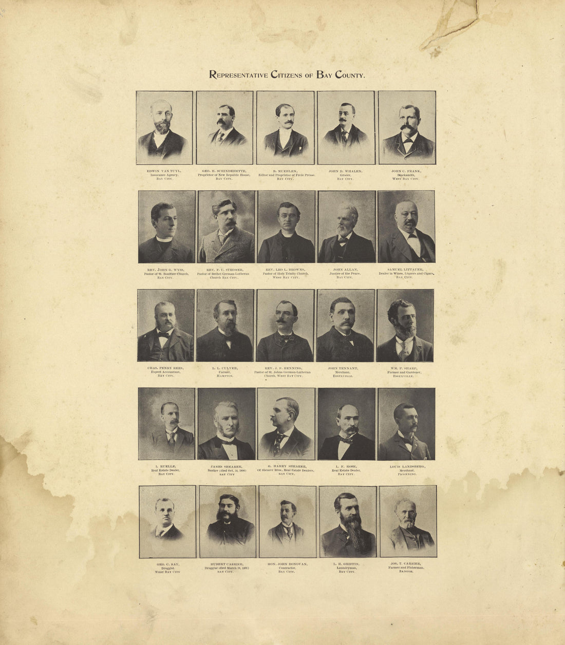 Representative Citizens of Bay County - Continued from the County of Bay, Michigan : Maps, History, Illustrations and Statistics 1896 by Relic Map Company