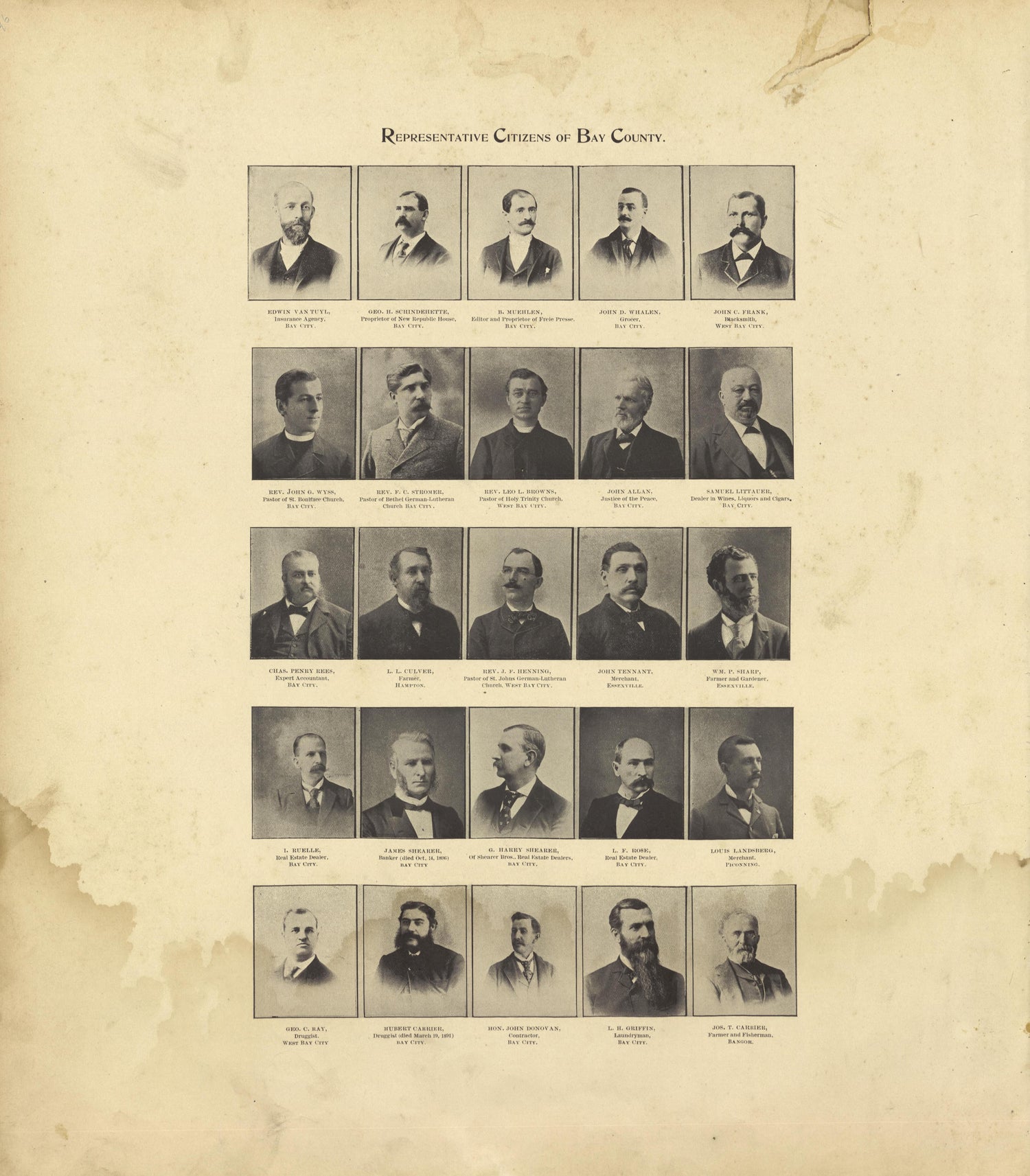 Representative Citizens of Bay County - Continued from the County of Bay, Michigan : Maps, History, Illustrations and Statistics 1896 by Relic Map Company