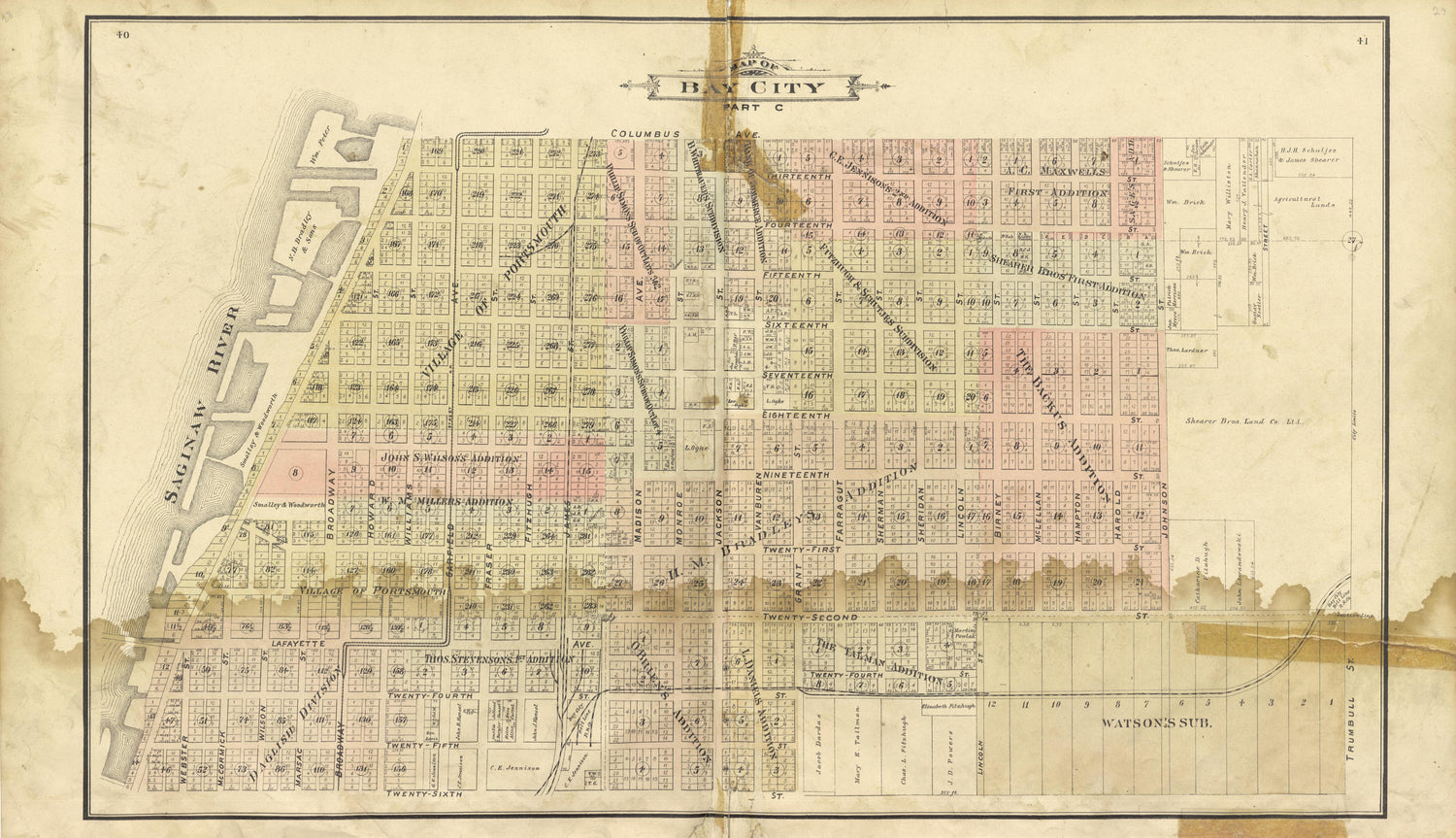 Bay City Part C from the County of Bay, Michigan : Maps, History, Illustrations and Statistics 1896 by Relic Map Company