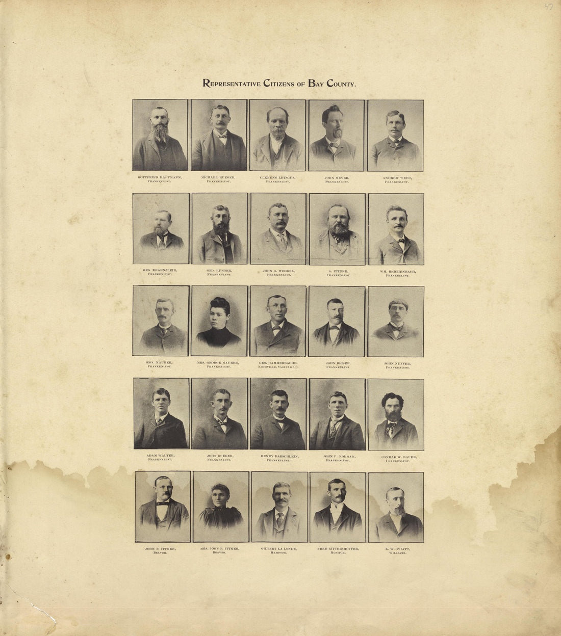 Representative Citizens of Bay County - Continued from the County of Bay, Michigan : Maps, History, Illustrations and Statistics 1896 by Relic Map Company