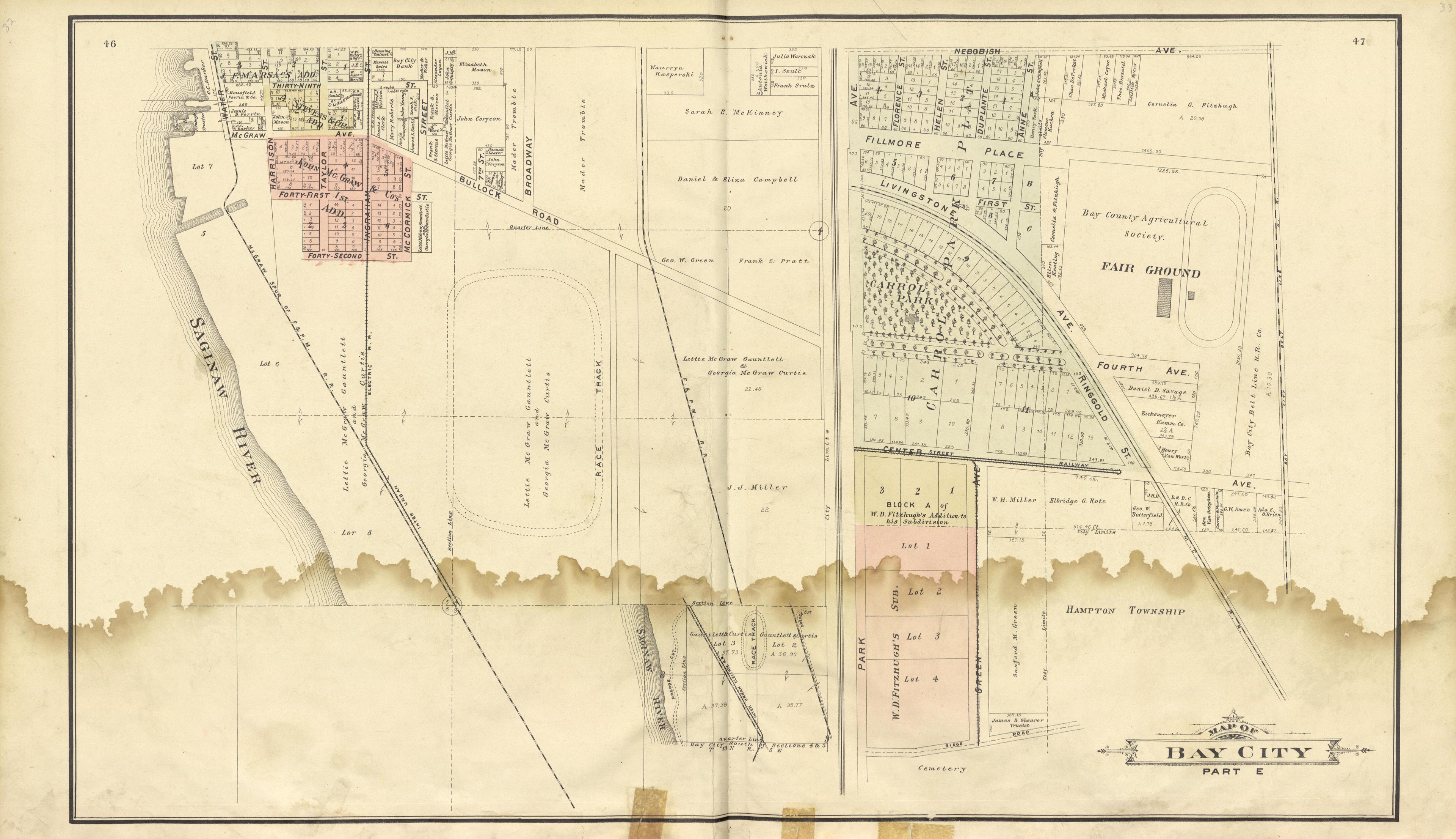 Bay City Part E from the County of Bay, Michigan : Maps, History, Illustrations and Statistics 1896 by Relic Map Company