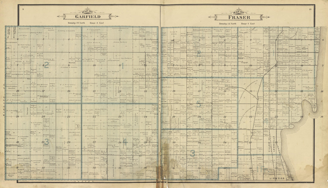 Garfield, Fraser from the County of Bay, Michigan : Maps, History, Illustrations and Statistics 1896 by Relic Map Company