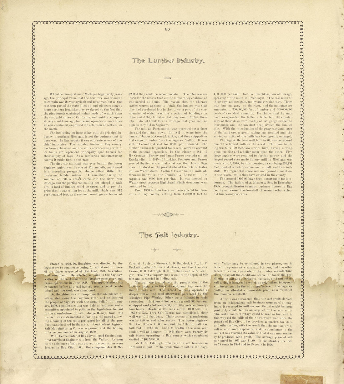 The Lumber Industry, Salt Industry from the County of Bay, Michigan : Maps, History, Illustrations and Statistics 1896 by Relic Map Company