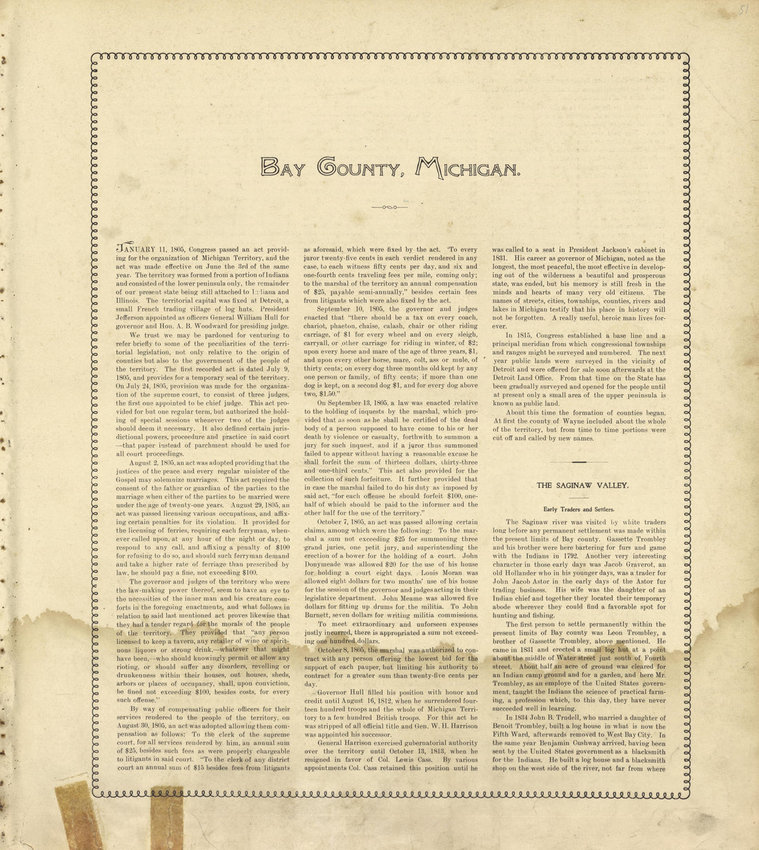 Bay County, Michigan from the County of Bay, Michigan : Maps, History, Illustrations and Statistics 1896 by Relic Map Company