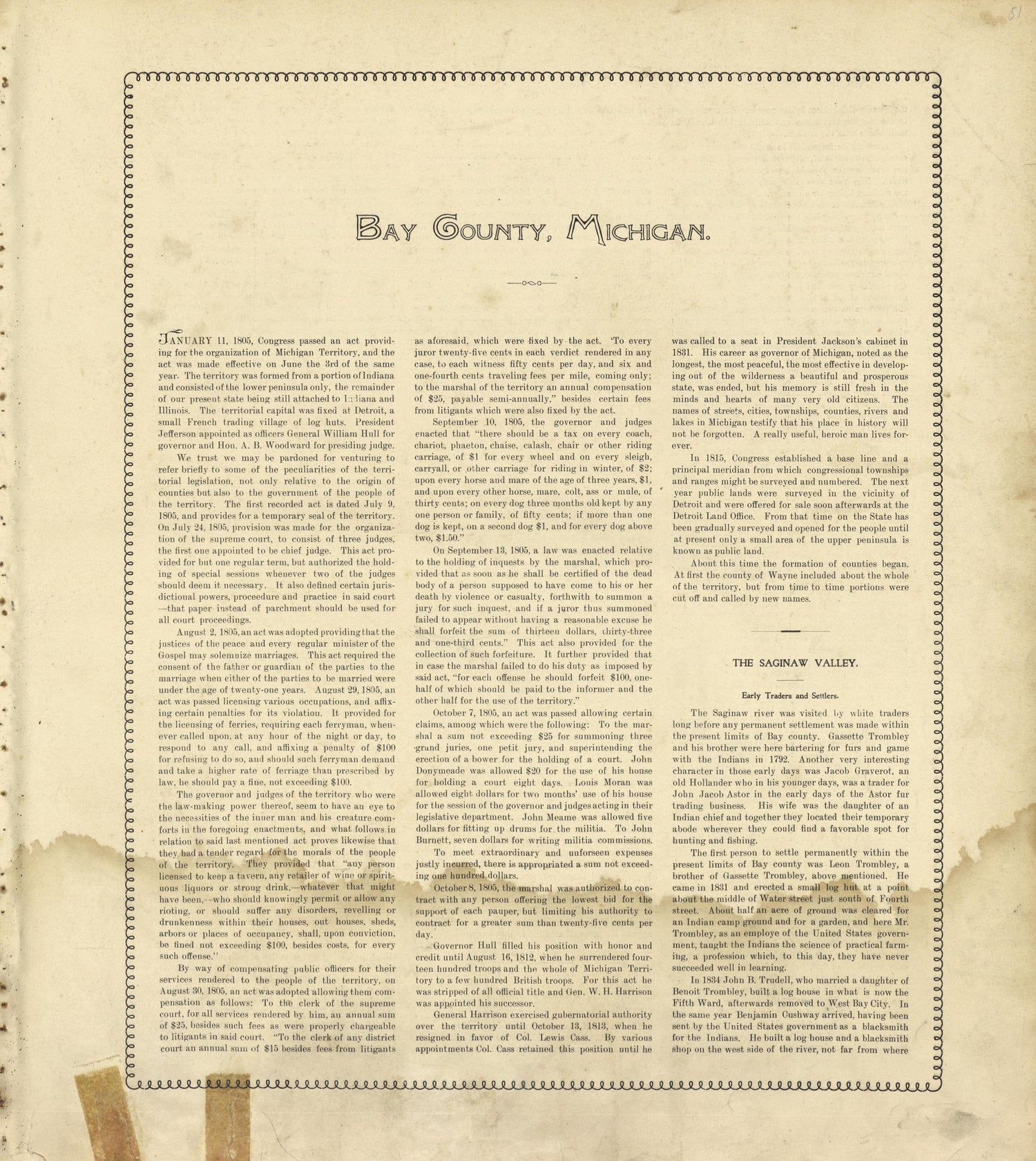 Bay County, Michigan from the County of Bay, Michigan : Maps, History, Illustrations and Statistics 1896 by Relic Map Company