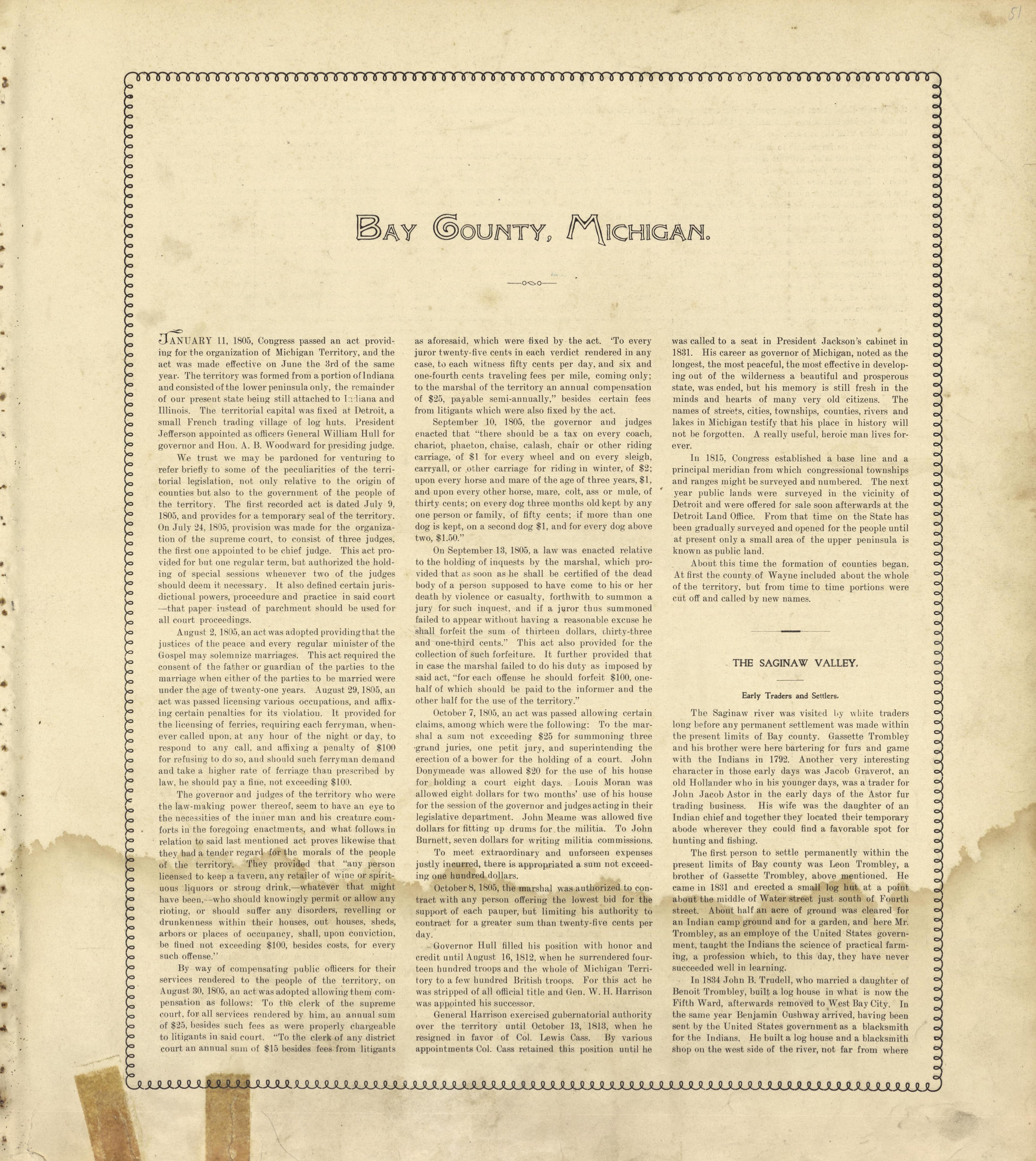 Bay County, Michigan from the County of Bay, Michigan : Maps, History, Illustrations and Statistics 1896 by Relic Map Company