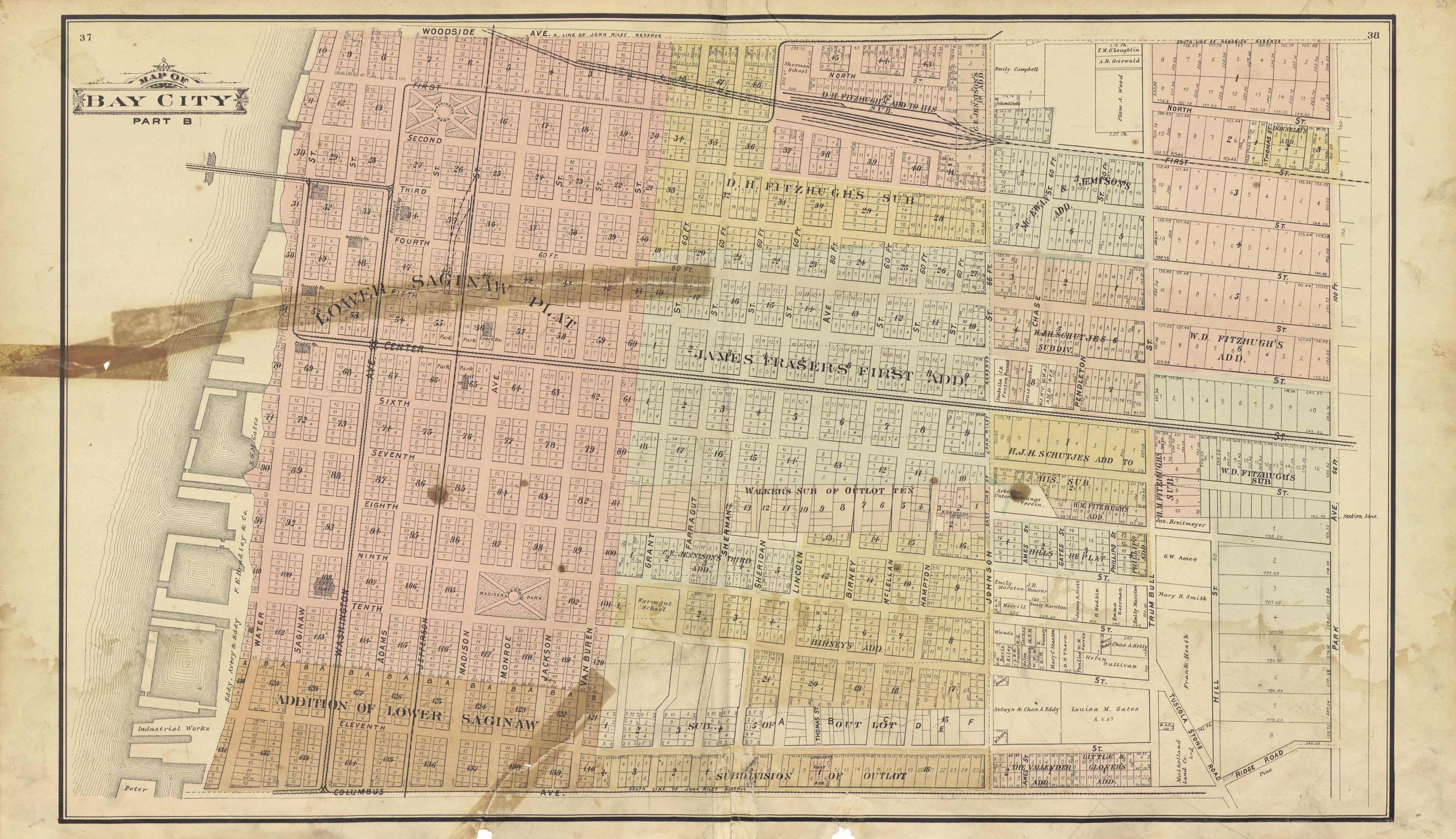 Bay City Part B from the County of Bay, Michigan : Maps, History, Illustrations and Statistics 1896 by Relic Map Company