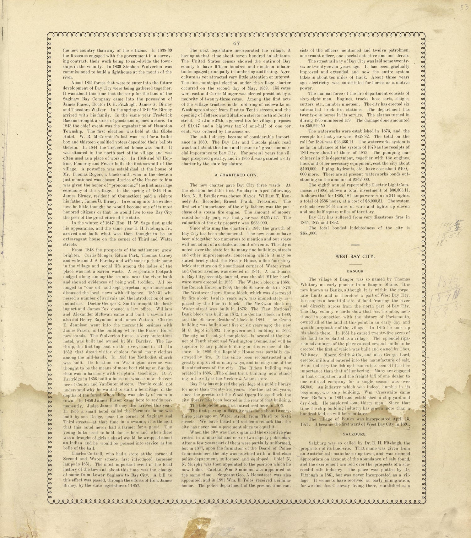 Bay County, Michigan - Continued from the County of Bay, Michigan : Maps, History, Illustrations and Statistics 1896 by Relic Map Company