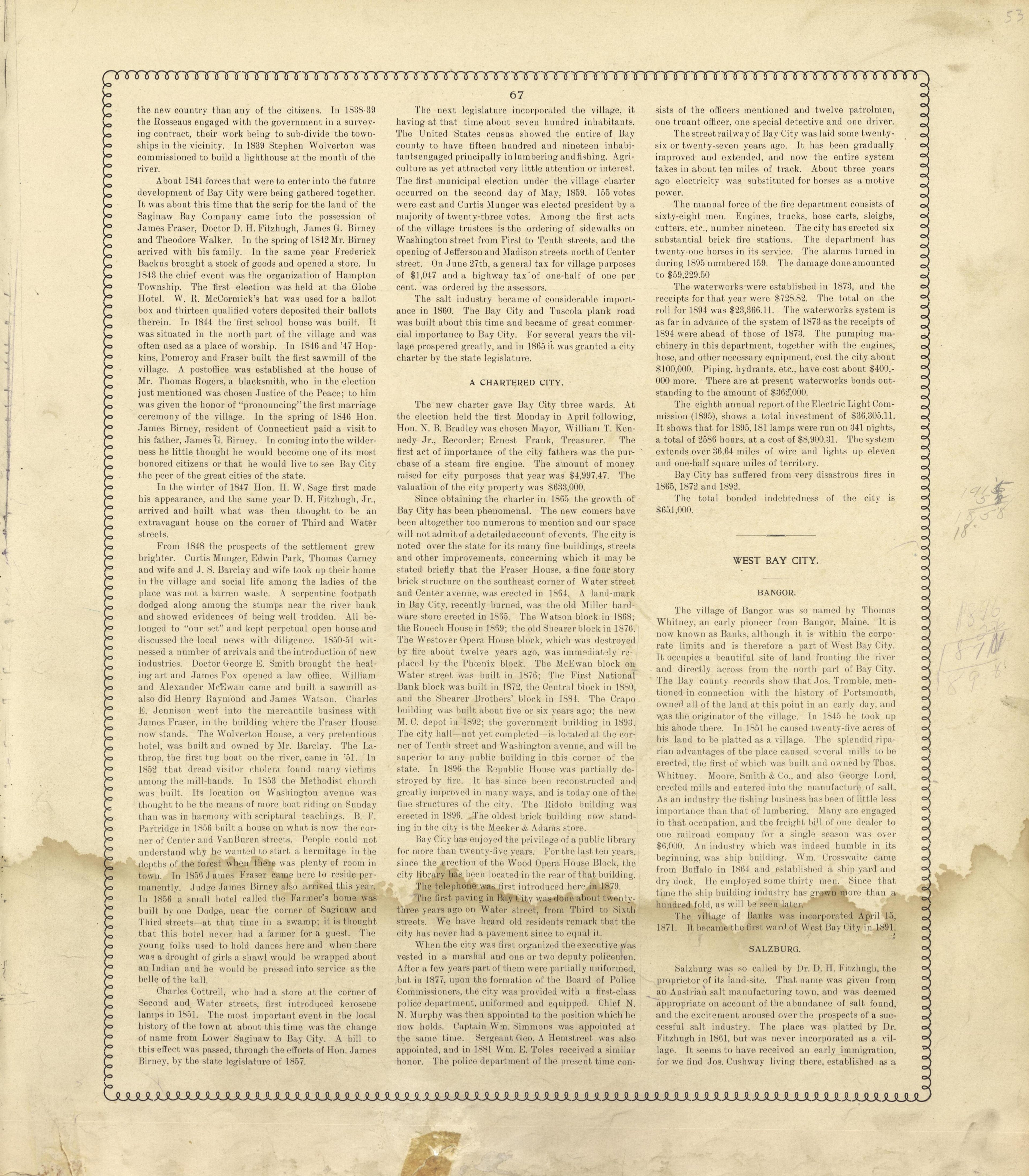 Bay County, Michigan - Continued from the County of Bay, Michigan : Maps, History, Illustrations and Statistics 1896 by Relic Map Company