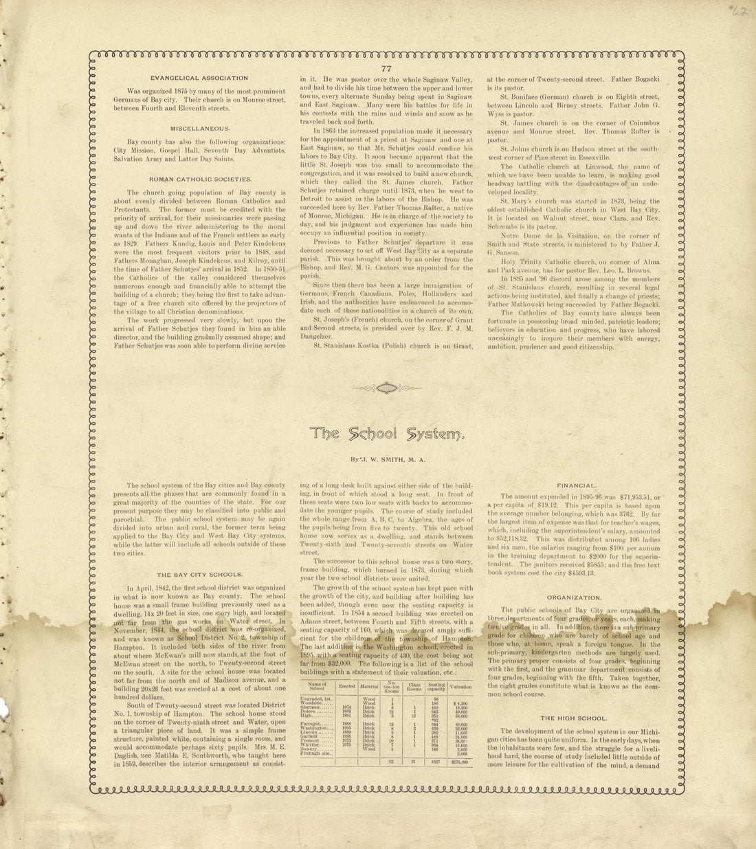 Churches of Bay County - Continued, the School System from the County of Bay, Michigan : Maps, History, Illustrations and Statistics 1896 by Relic Map Company