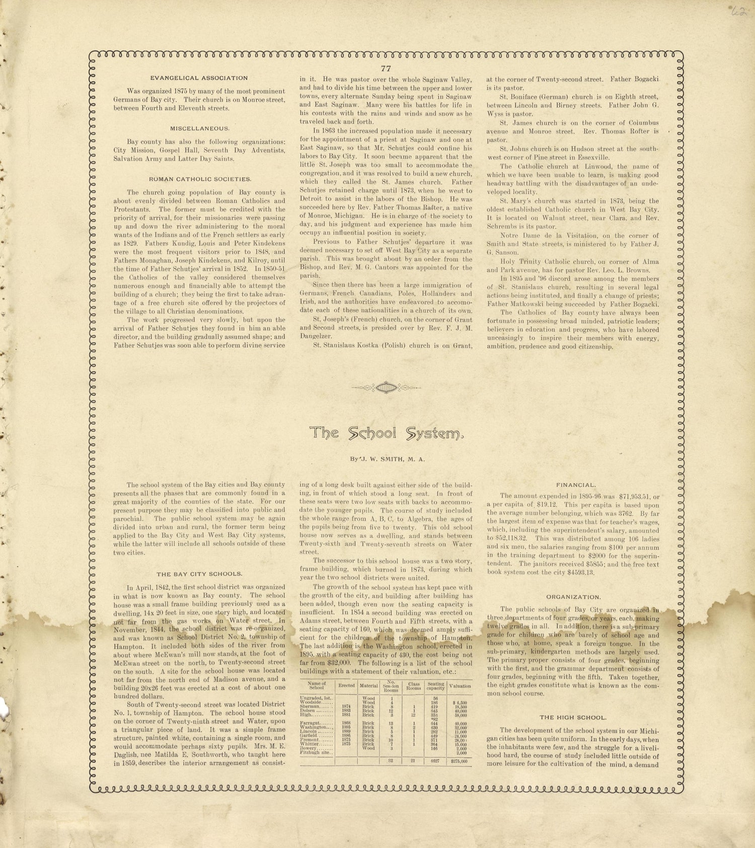 Churches of Bay County - Continued, the School System from the County of Bay, Michigan : Maps, History, Illustrations and Statistics 1896 by Relic Map Company
