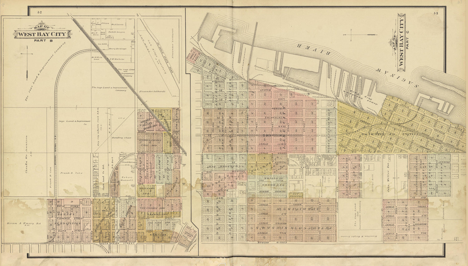 West Bay City Part B and C from the County of Bay, Michigan : Maps, History, Illustrations and Statistics 1896 by Relic Map Company