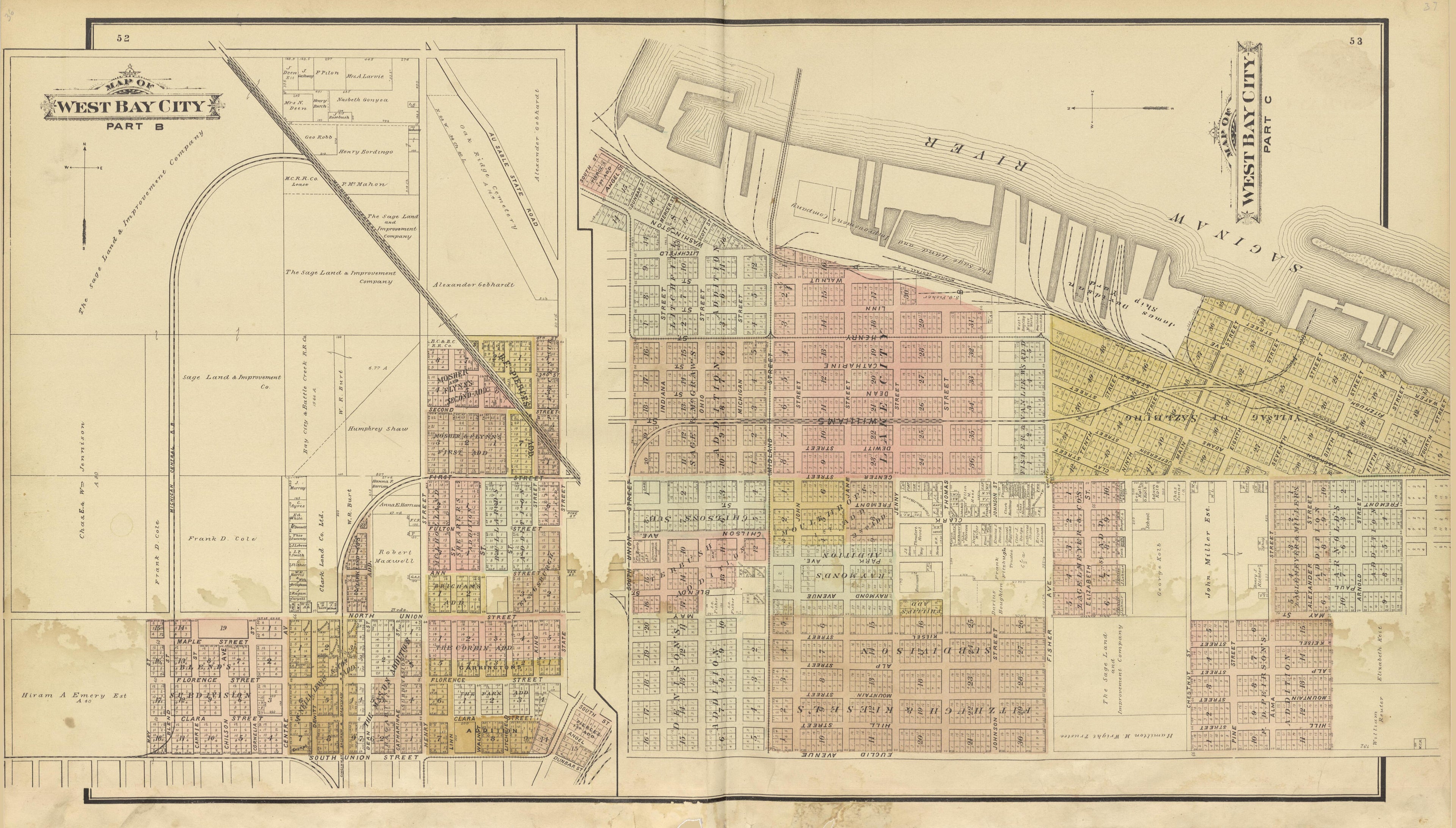West Bay City Part B and C from the County of Bay, Michigan : Maps, History, Illustrations and Statistics 1896 by Relic Map Company