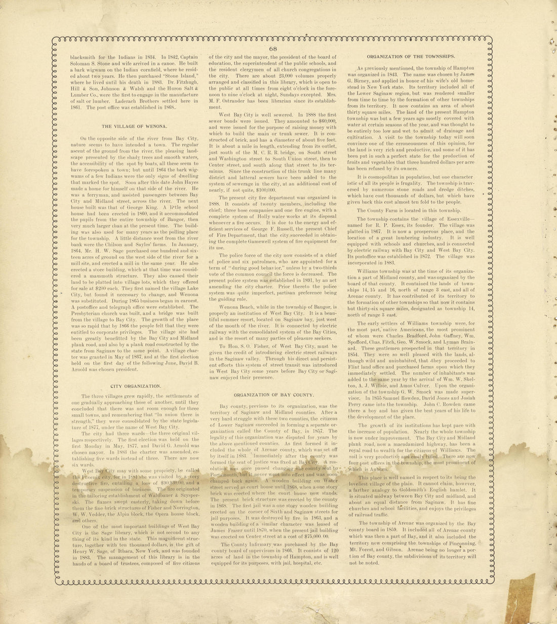 Bay County, Michigan - Continued from the County of Bay, Michigan : Maps, History, Illustrations and Statistics 1896 by Relic Map Company