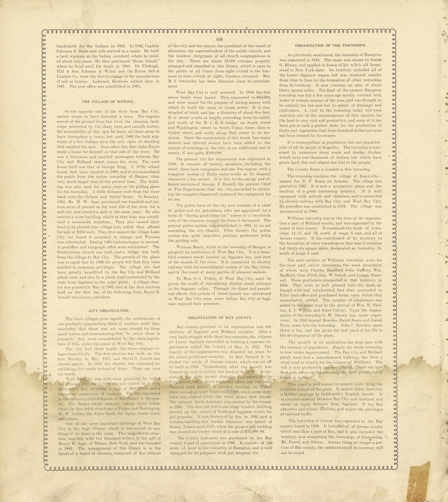 Bay County, Michigan - Continued from the County of Bay, Michigan : Maps, History, Illustrations and Statistics 1896 by Relic Map Company
