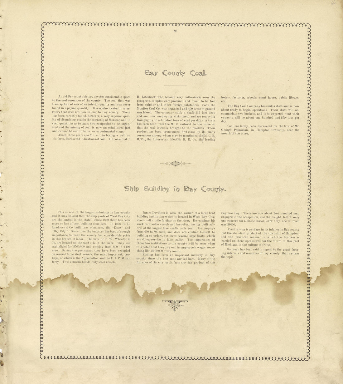 Bay County Coal, Ship Building In Bay County from the County of Bay, Michigan : Maps, History, Illustrations and Statistics 1896 by Relic Map Company
