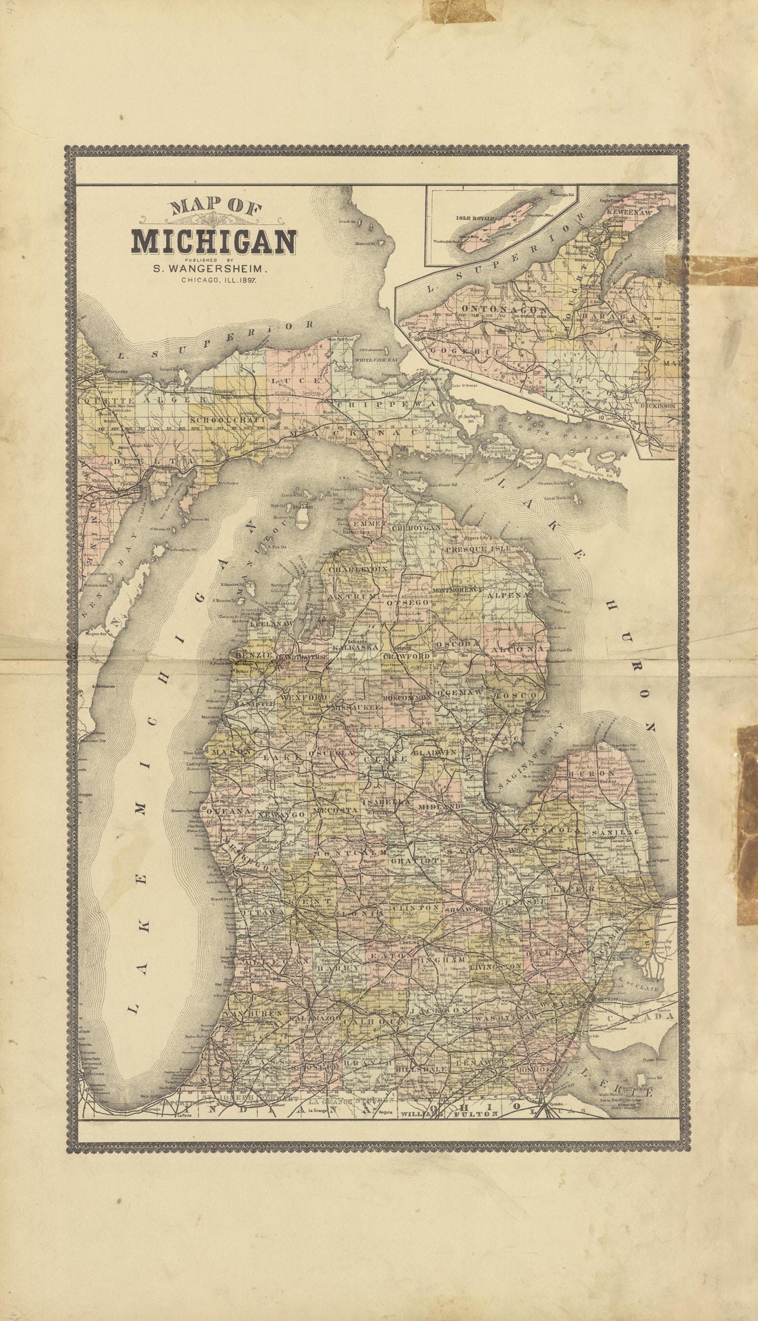 Map of Michigan from the County of Bay, Michigan : Maps, History, Illustrations and Statistics 1896 by Relic Map Company