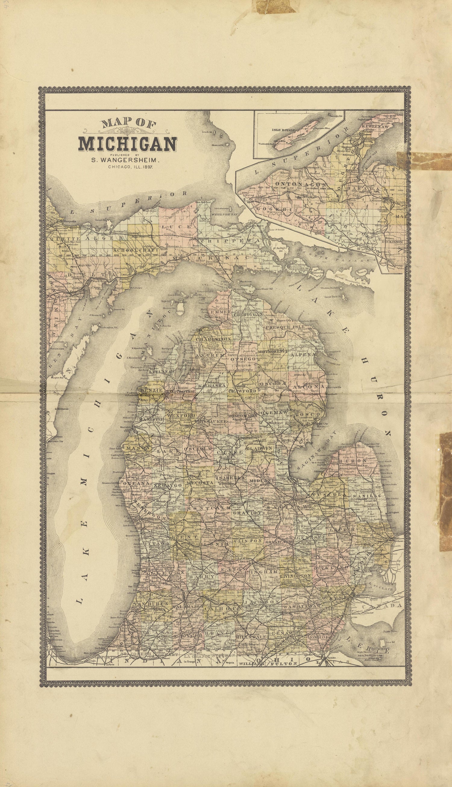 Map of Michigan from the County of Bay, Michigan : Maps, History, Illustrations and Statistics 1896 by Relic Map Company
