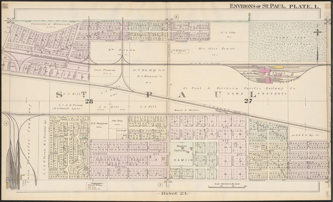 This old map of Minnesota, Ramsey County, Saint Paul Region,  was created by Hopkins, Griffith Morgan in 1886