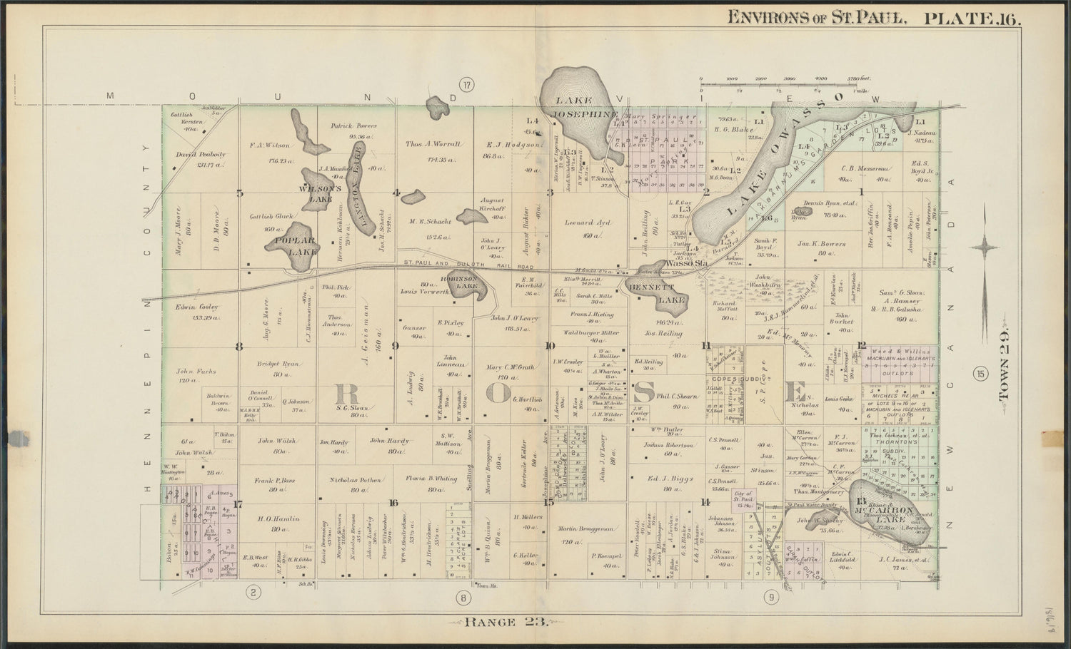 This old map of Minnesota, Ramsey County, Saint Paul Region,  was created by Hopkins, Griffith Morgan in 1886