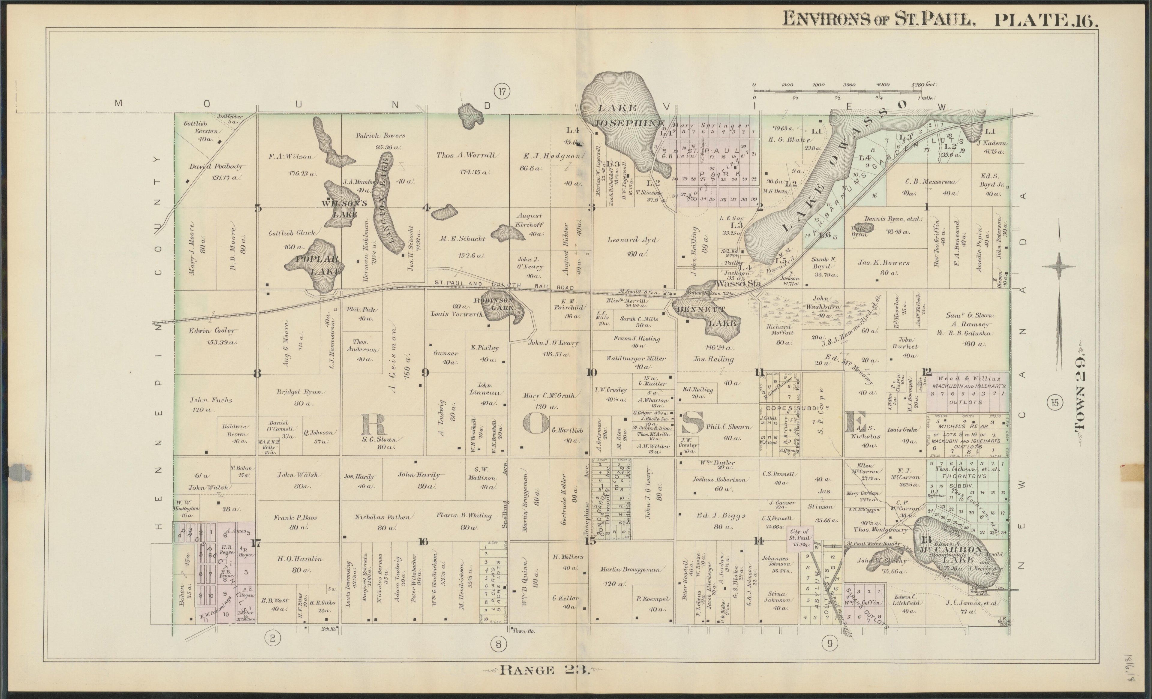 This old map of Minnesota, Ramsey County, Saint Paul Region,  was created by Hopkins, Griffith Morgan in 1886