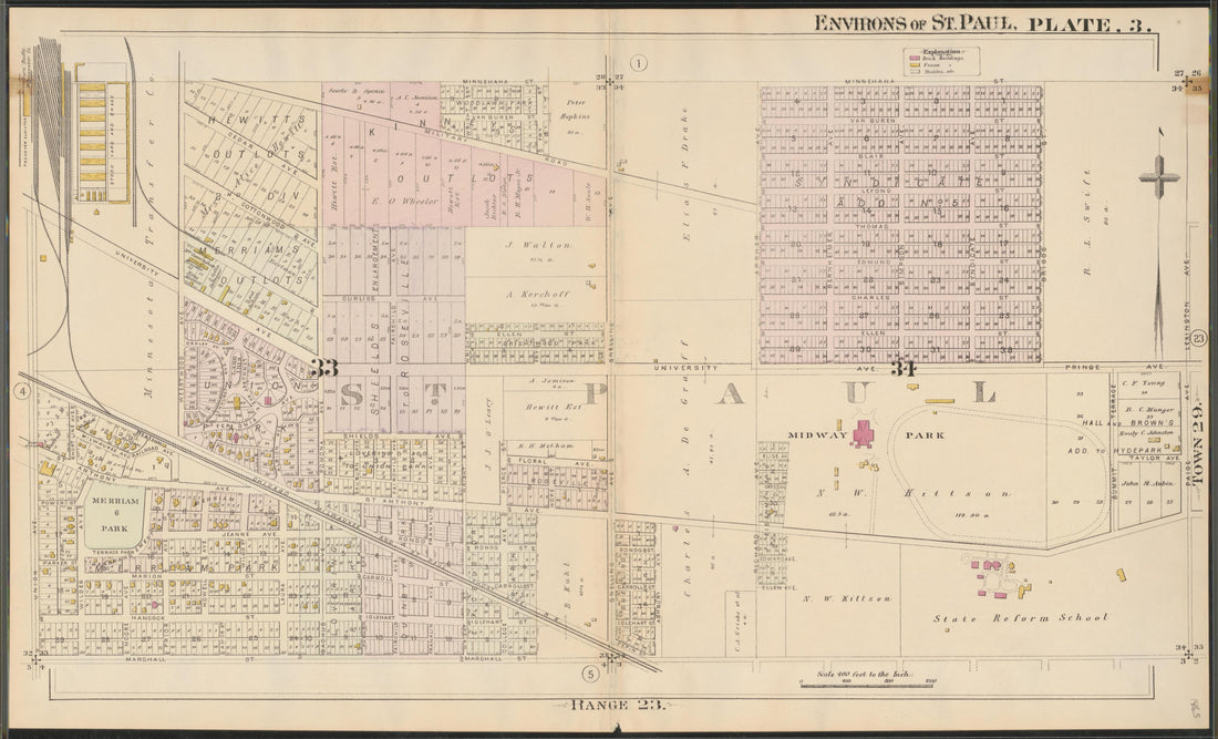 This old map of Minnesota, Ramsey County, Saint Paul Region,  was created by Hopkins, Griffith Morgan in 1886