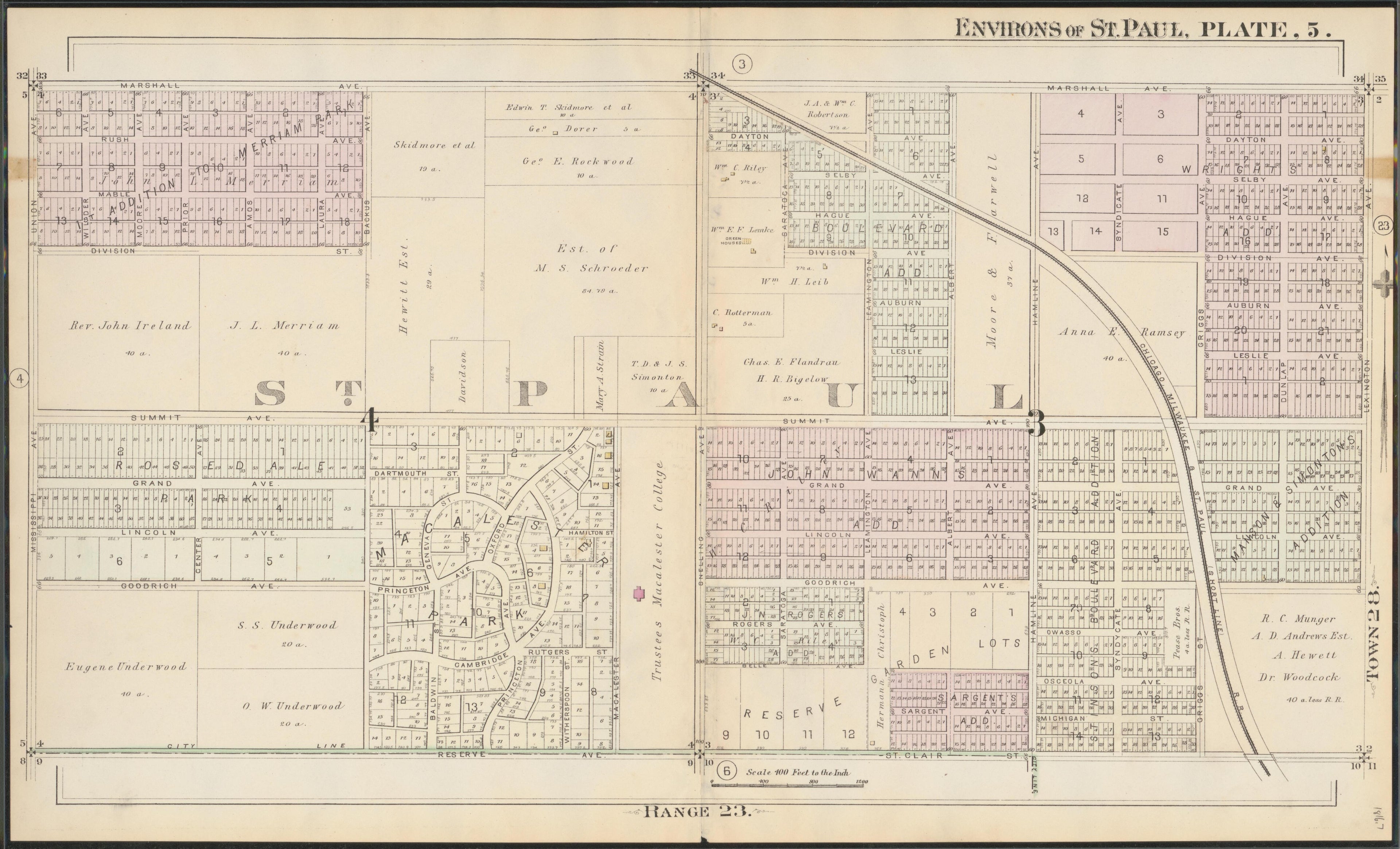 This old map of Minnesota, Ramsey County, Saint Paul Region,  was created by Hopkins, Griffith Morgan in 1886