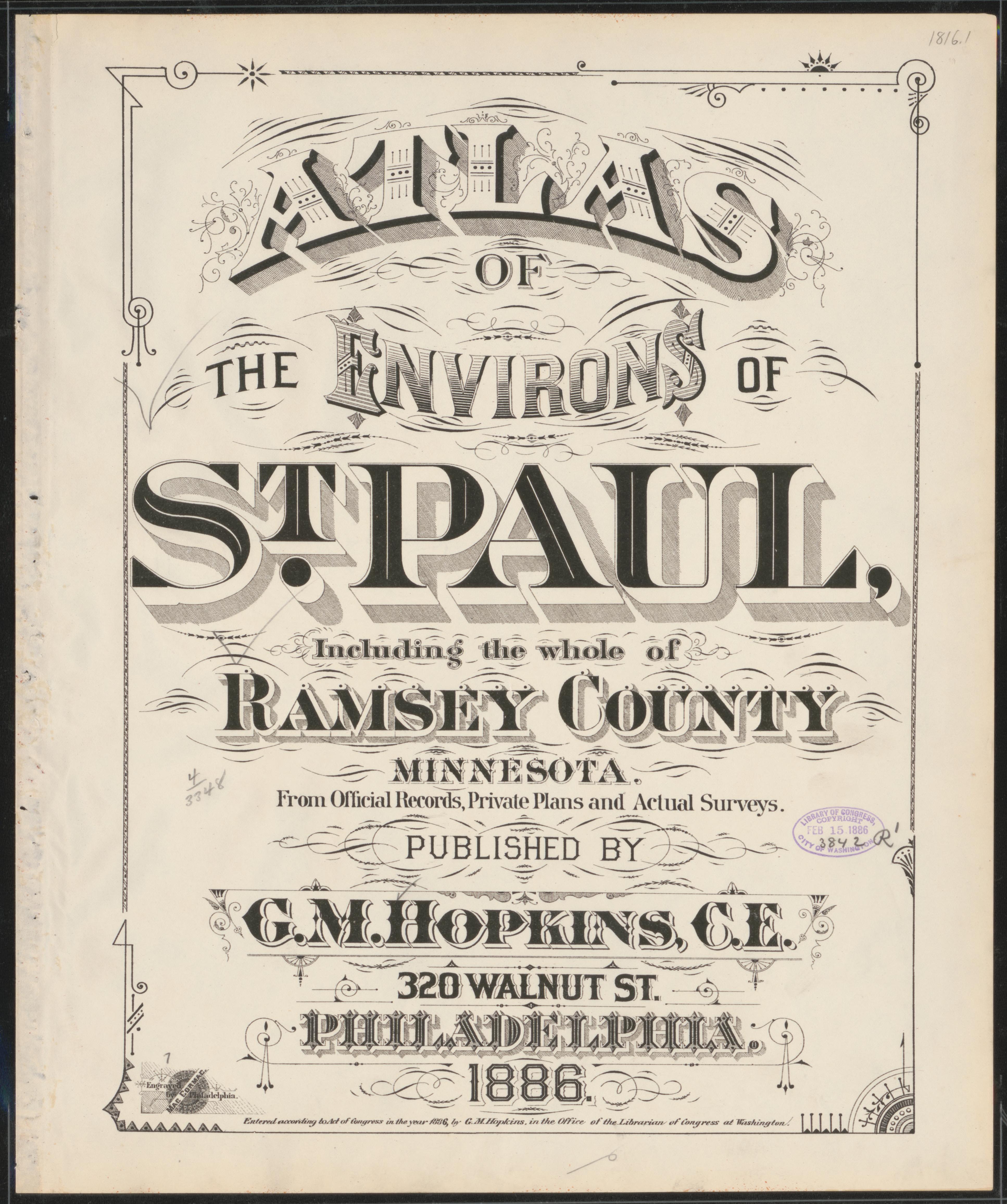 This old map of Minnesota, Ramsey County, Saint Paul Region,  was created by Hopkins, Griffith Morgan in 1886