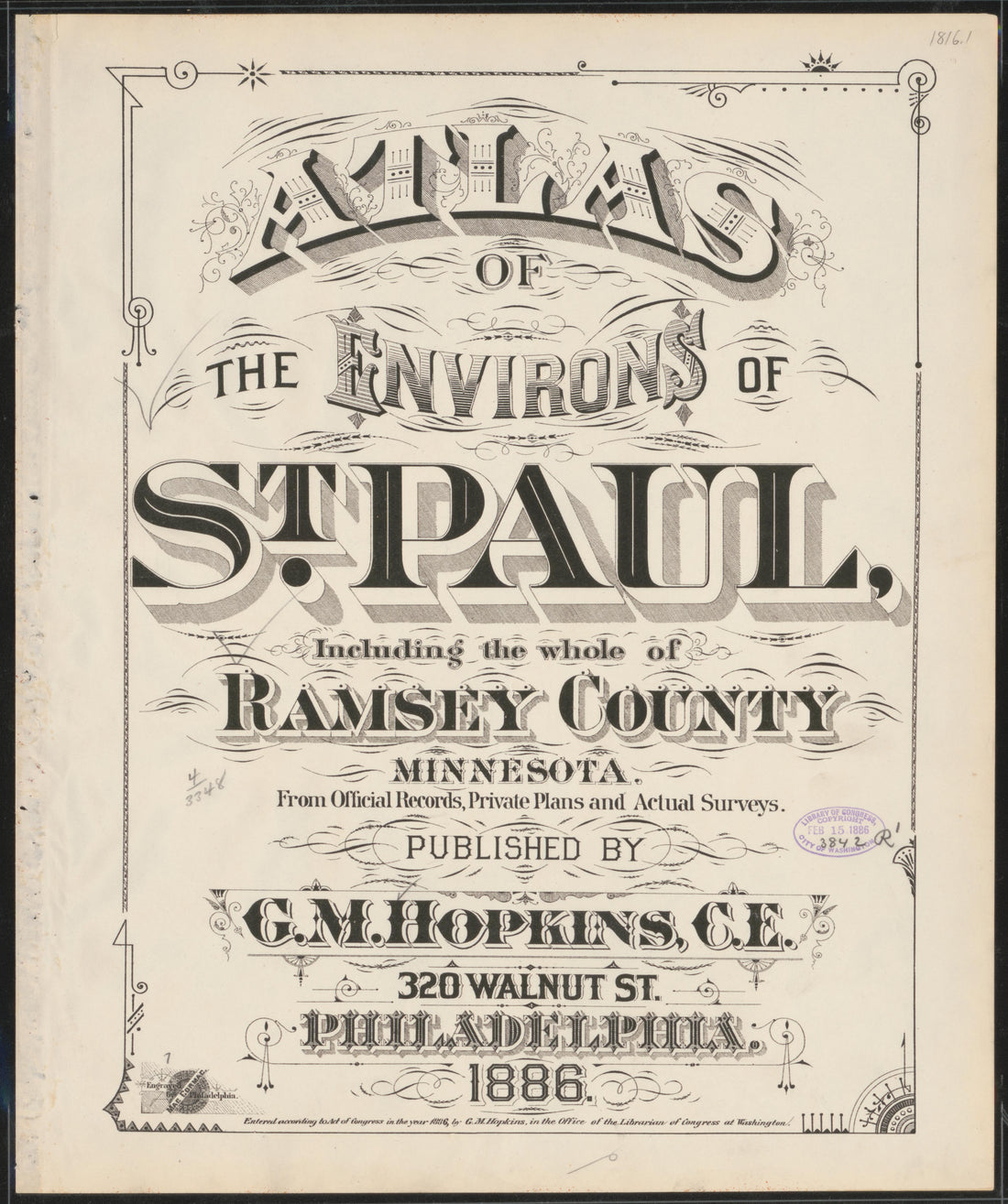 This old map of Minnesota, Ramsey County, Saint Paul Region,  was created by Hopkins, Griffith Morgan in 1886