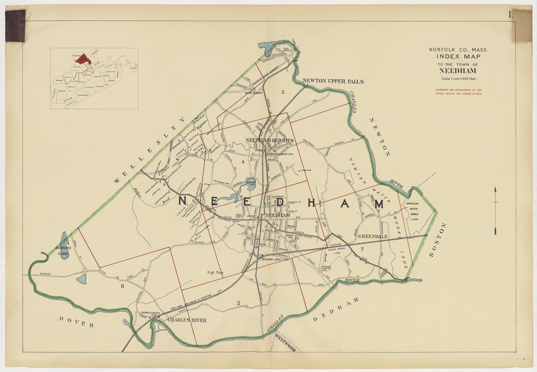 Image 5 of Atlas of the Towns of Needham, Dover, Westwood, Millis and Medfield, Norfolk County, Massachusetts from Atlas of the Towns of Needham, Dover, Westwood, Millis and Medfield, Norfolk County, Massachusetts 1909 by Relic Map Company