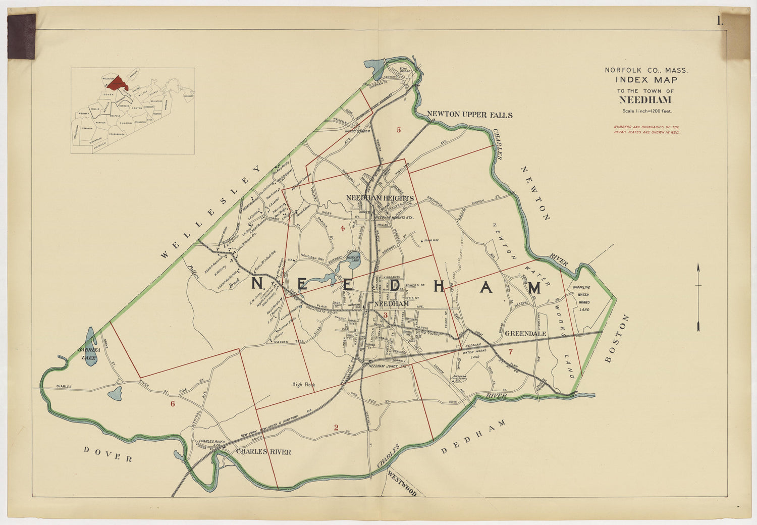 Image 5 of Atlas of the Towns of Needham, Dover, Westwood, Millis and Medfield, Norfolk County, Massachusetts from Atlas of the Towns of Needham, Dover, Westwood, Millis and Medfield, Norfolk County, Massachusetts 1909 by Relic Map Company