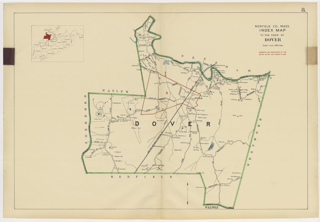 Image 12 of Atlas of the Towns of Needham, Dover, Westwood, Millis and Medfield, Norfolk County, Massachusetts from Atlas of the Towns of Needham, Dover, Westwood, Millis and Medfield, Norfolk County, Massachusetts 1909 by Relic Map Company