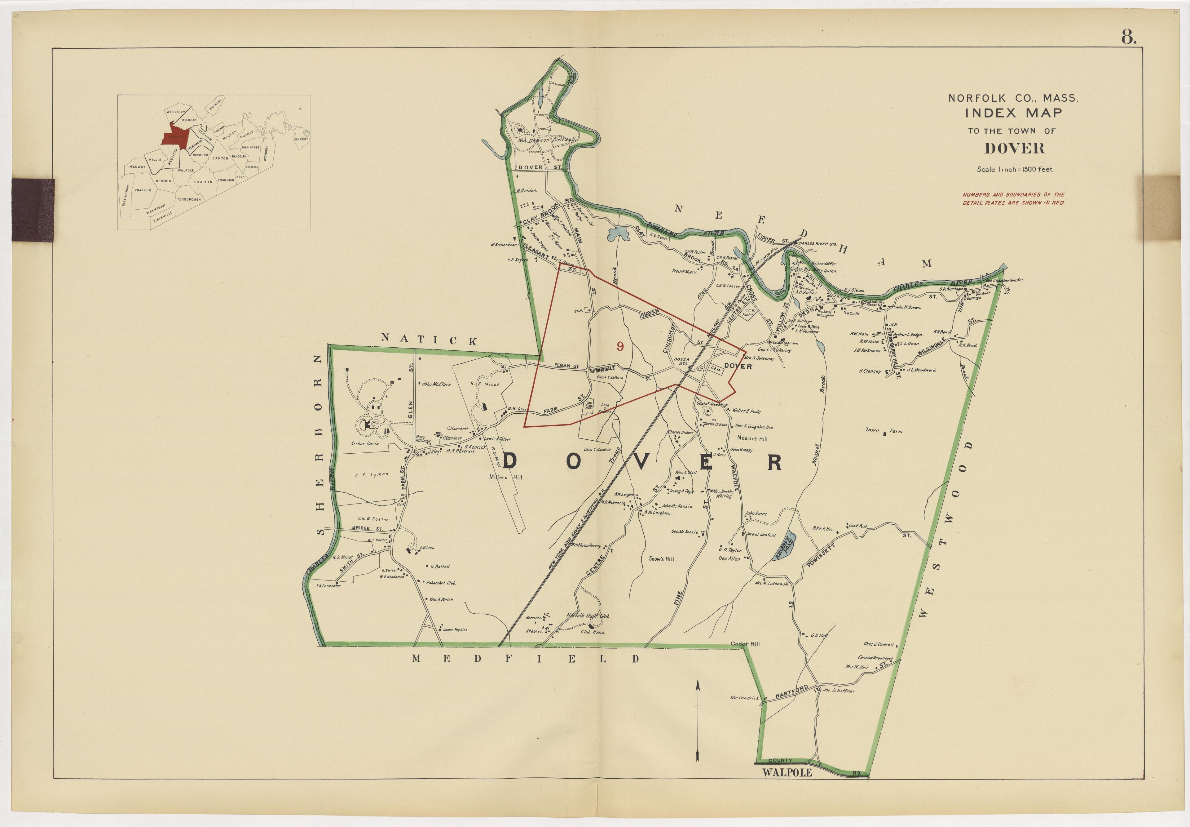 Image 12 of Atlas of the Towns of Needham, Dover, Westwood, Millis and Medfield, Norfolk County, Massachusetts from Atlas of the Towns of Needham, Dover, Westwood, Millis and Medfield, Norfolk County, Massachusetts 1909 by Relic Map Company