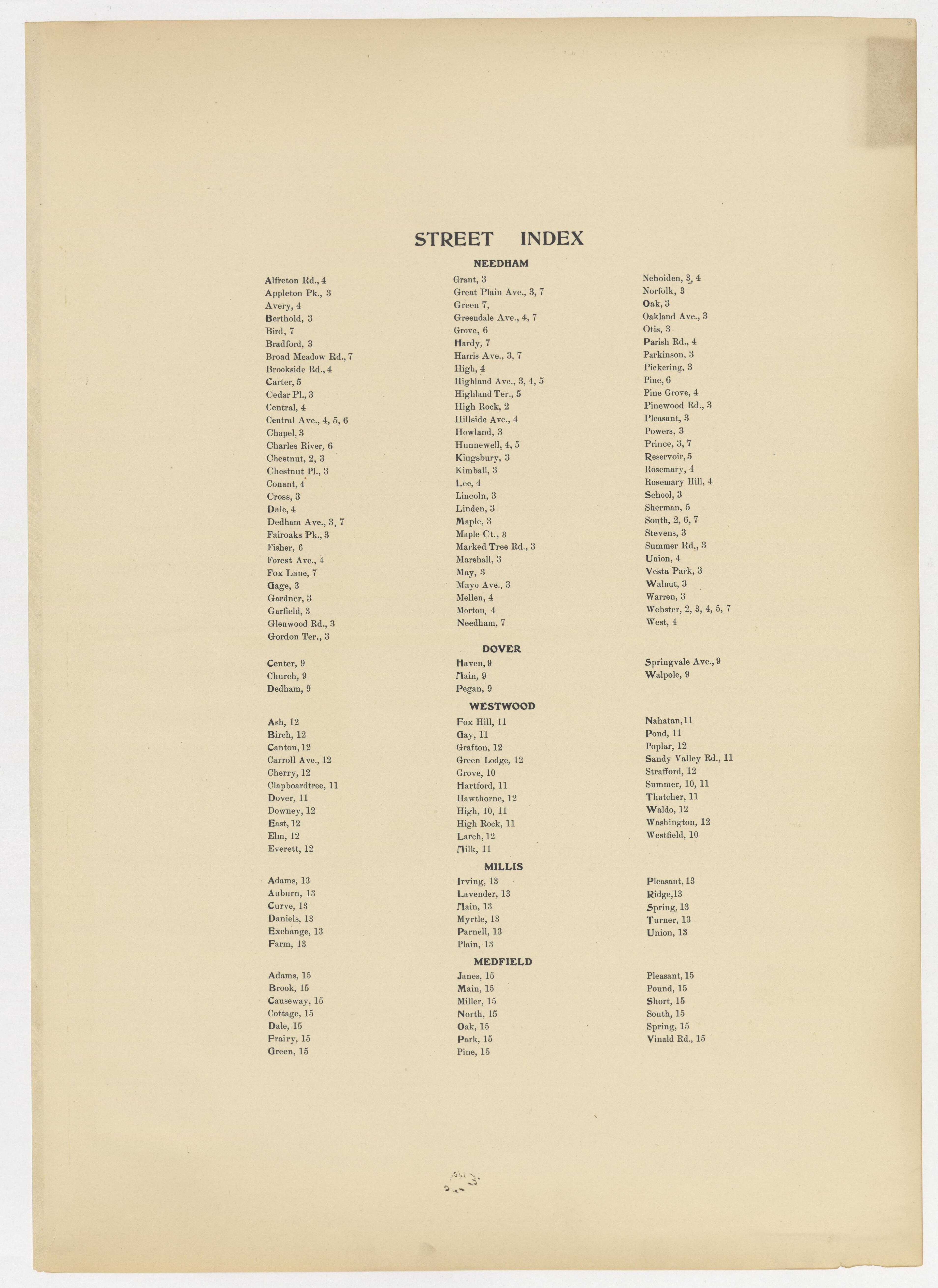 Image 4 of Atlas of the Towns of Needham, Dover, Westwood, Millis and Medfield, Norfolk County, Massachusetts from Atlas of the Towns of Needham, Dover, Westwood, Millis and Medfield, Norfolk County, Massachusetts 1909 by Relic Map Company