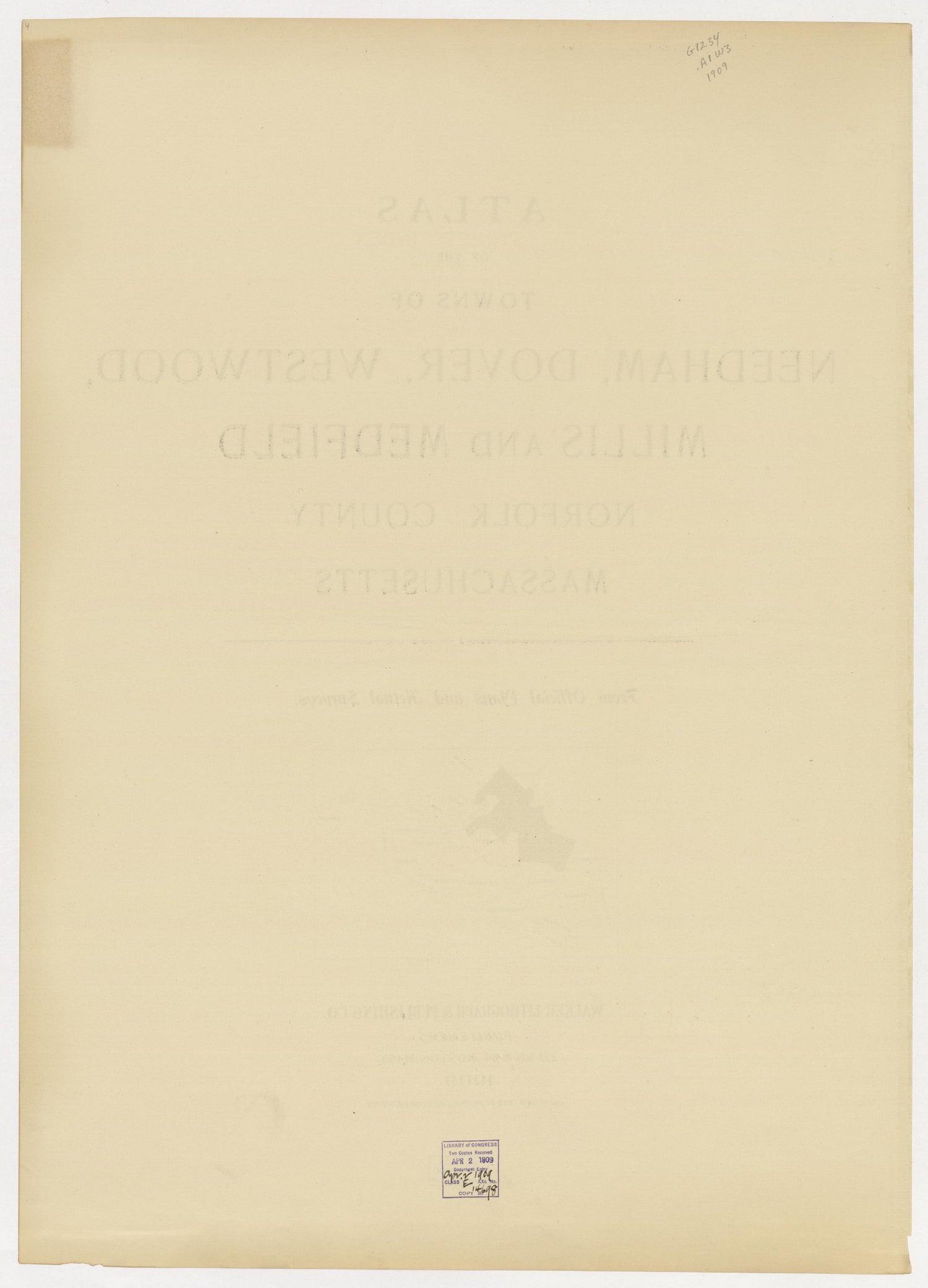 Image 3 of Atlas of the Towns of Needham, Dover, Westwood, Millis and Medfield, Norfolk County, Massachusetts from Atlas of the Towns of Needham, Dover, Westwood, Millis and Medfield, Norfolk County, Massachusetts 1909 by Relic Map Company