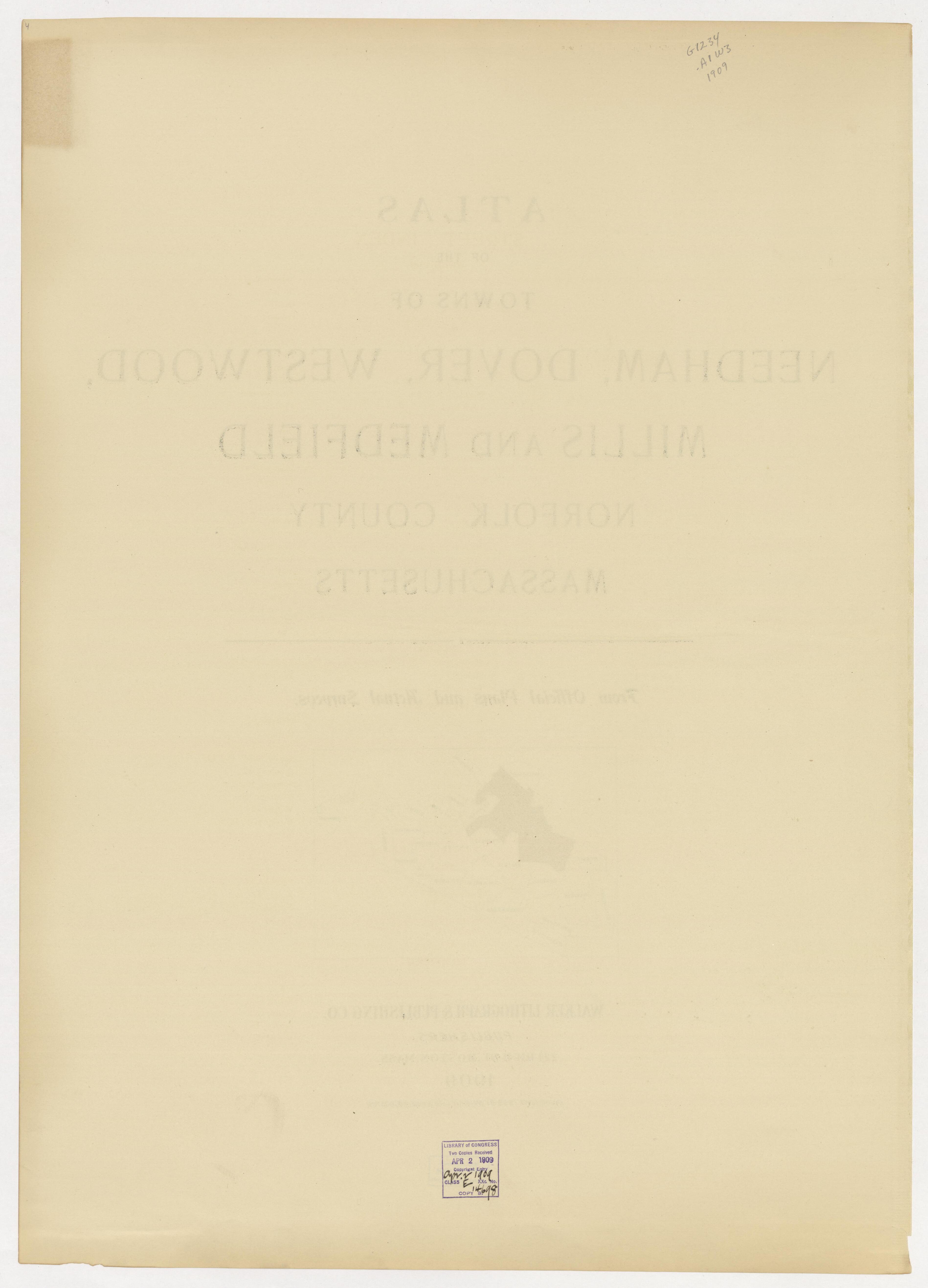 Image 3 of Atlas of the Towns of Needham, Dover, Westwood, Millis and Medfield, Norfolk County, Massachusetts from Atlas of the Towns of Needham, Dover, Westwood, Millis and Medfield, Norfolk County, Massachusetts 1909 by Relic Map Company