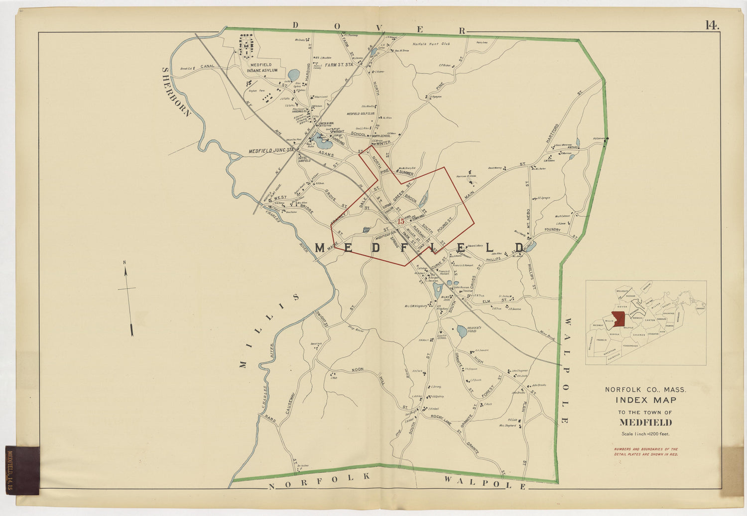 Image 18 of Atlas of the Towns of Needham, Dover, Westwood, Millis and Medfield, Norfolk County, Massachusetts from Atlas of the Towns of Needham, Dover, Westwood, Millis and Medfield, Norfolk County, Massachusetts 1909 by Relic Map Company
