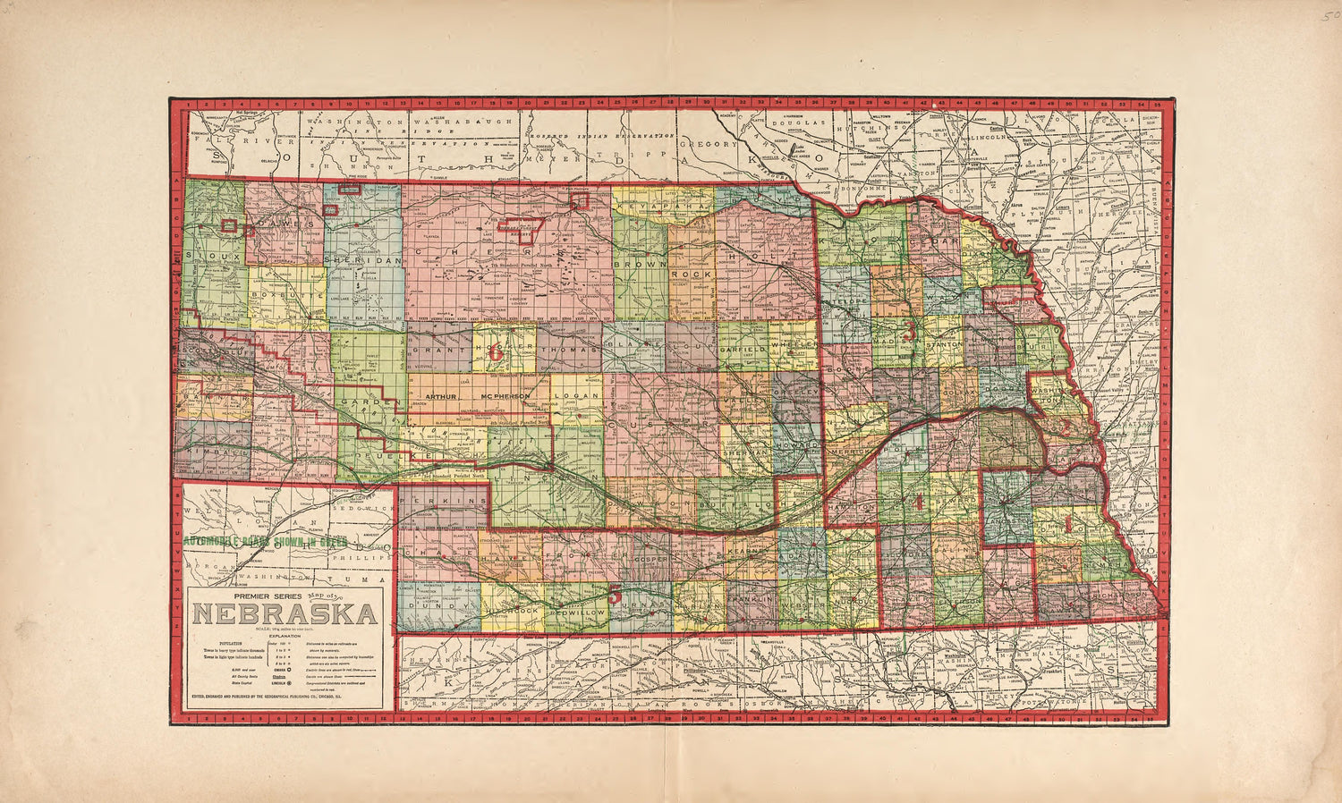 This old map of Nebraska, Saunders County,  was created by Anderson Publishing Company in 1916