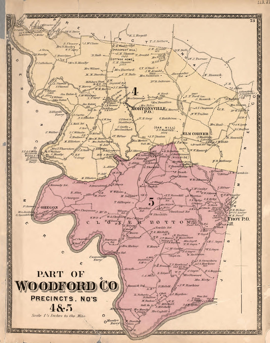 This old map of Bourbon County, Clark County, Clarkcounty, Fayette County, Jessamine County, Kentucky, , Woodford County was created by D.G. Beers &amp; Co in 1877