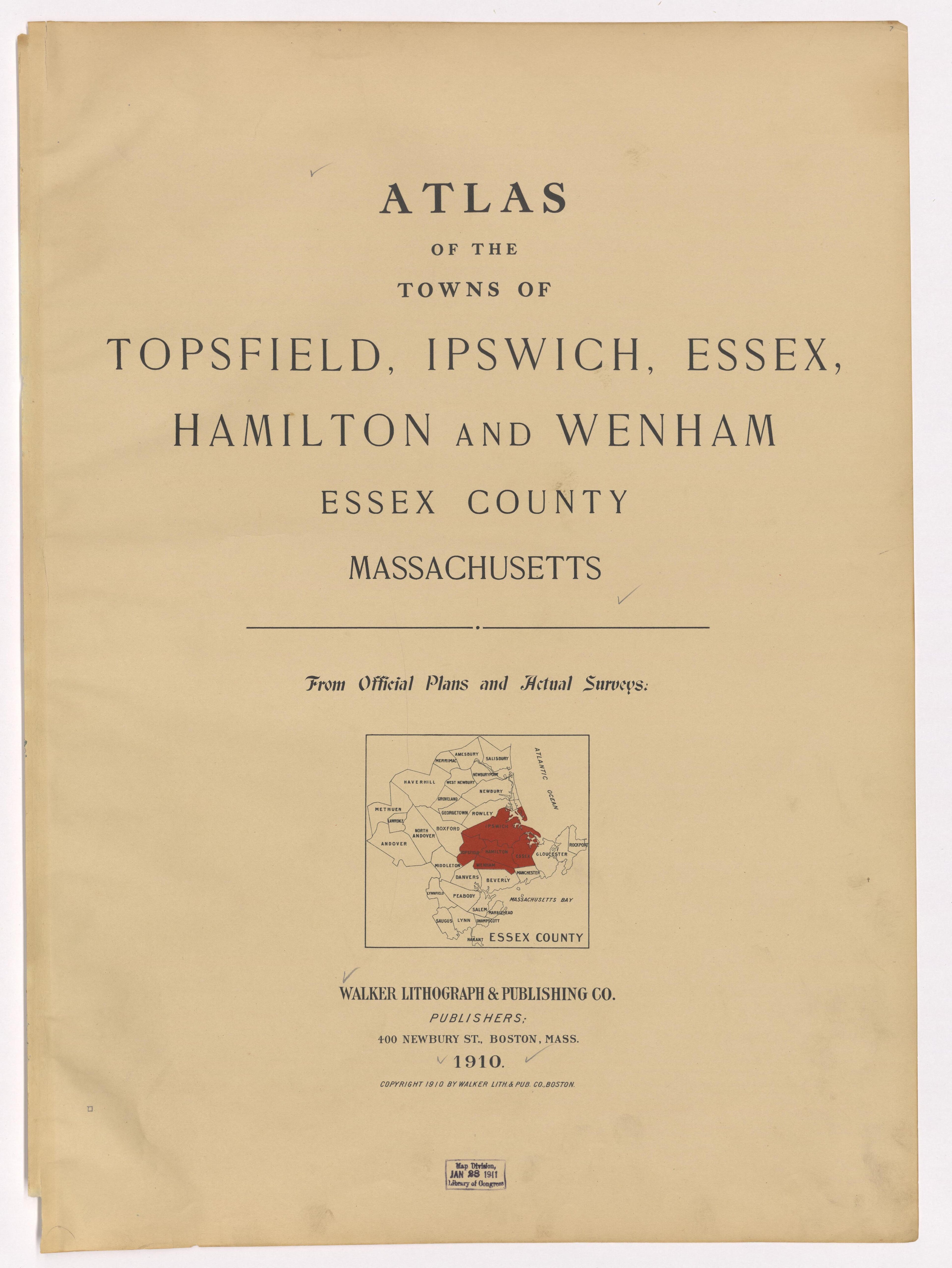 Image 2 of Atlas of the Towns of Topsfield, Ipswich, Essex, Hamilton and Wenham, Essex County, Massachusetts from Atlas of the Towns of Topsfield, Ipswich, Essex, Hamilton and Wenham, Essex County, Massachusetts 1910 by Relic Map Company