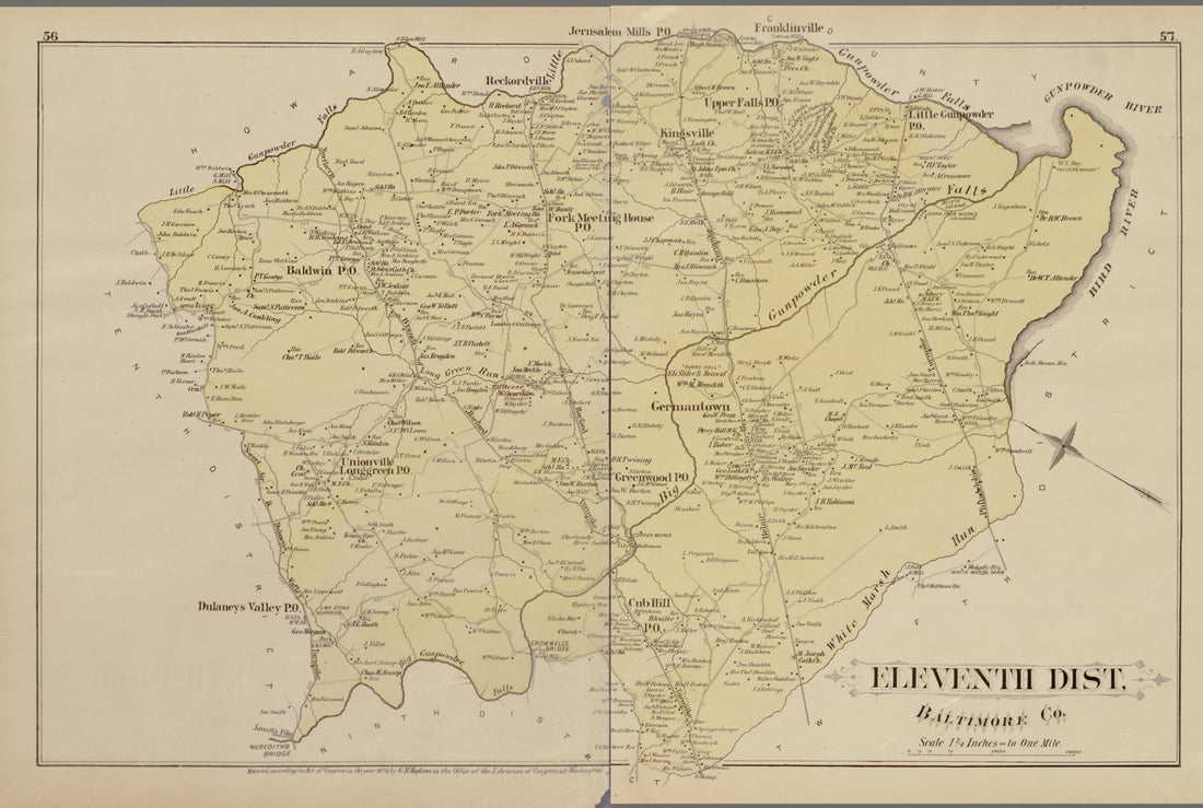 Eleventh District from Atlas of Fifteen Miles Around Baltimore, Including Anne Arundel County, Maryland 1878 by Relic Map Company