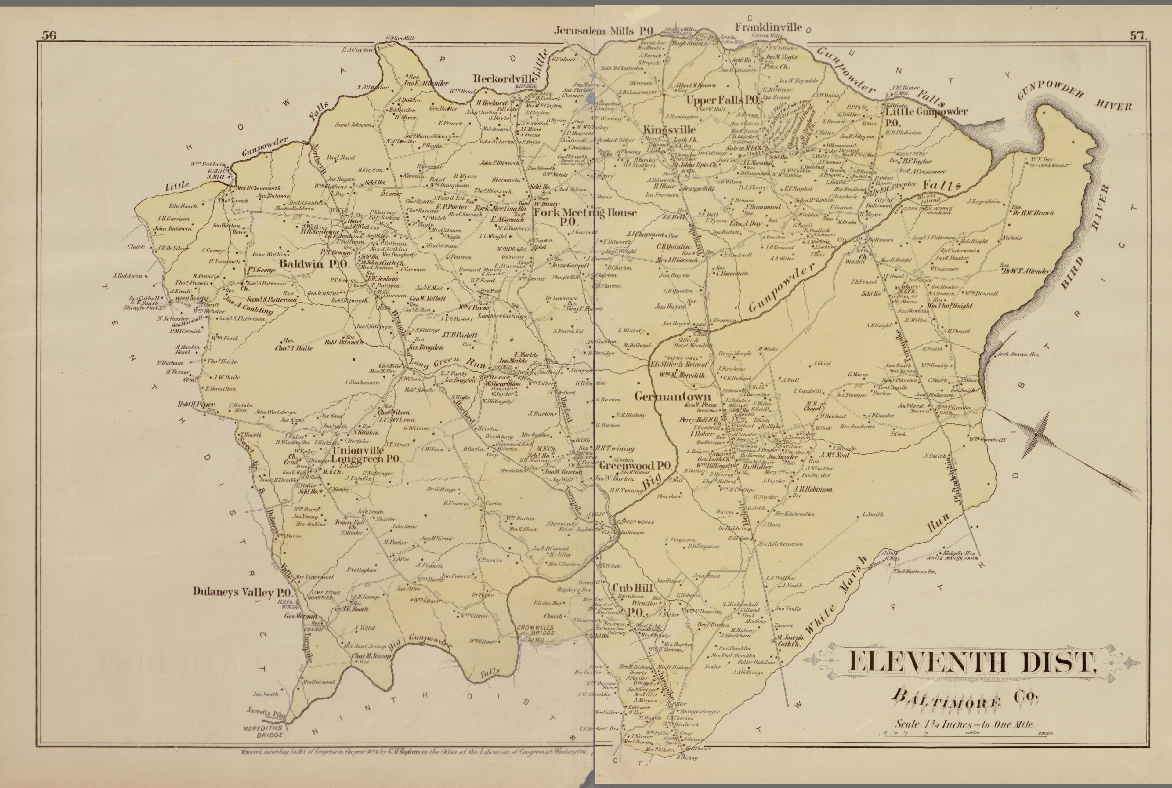 Eleventh District from Atlas of Fifteen Miles Around Baltimore, Including Anne Arundel County, Maryland 1878 by Relic Map Company