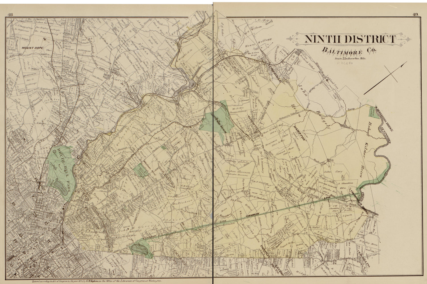 Ninth District from Atlas of Fifteen Miles Around Baltimore, Including Anne Arundel County, Maryland 1878 by Relic Map Company