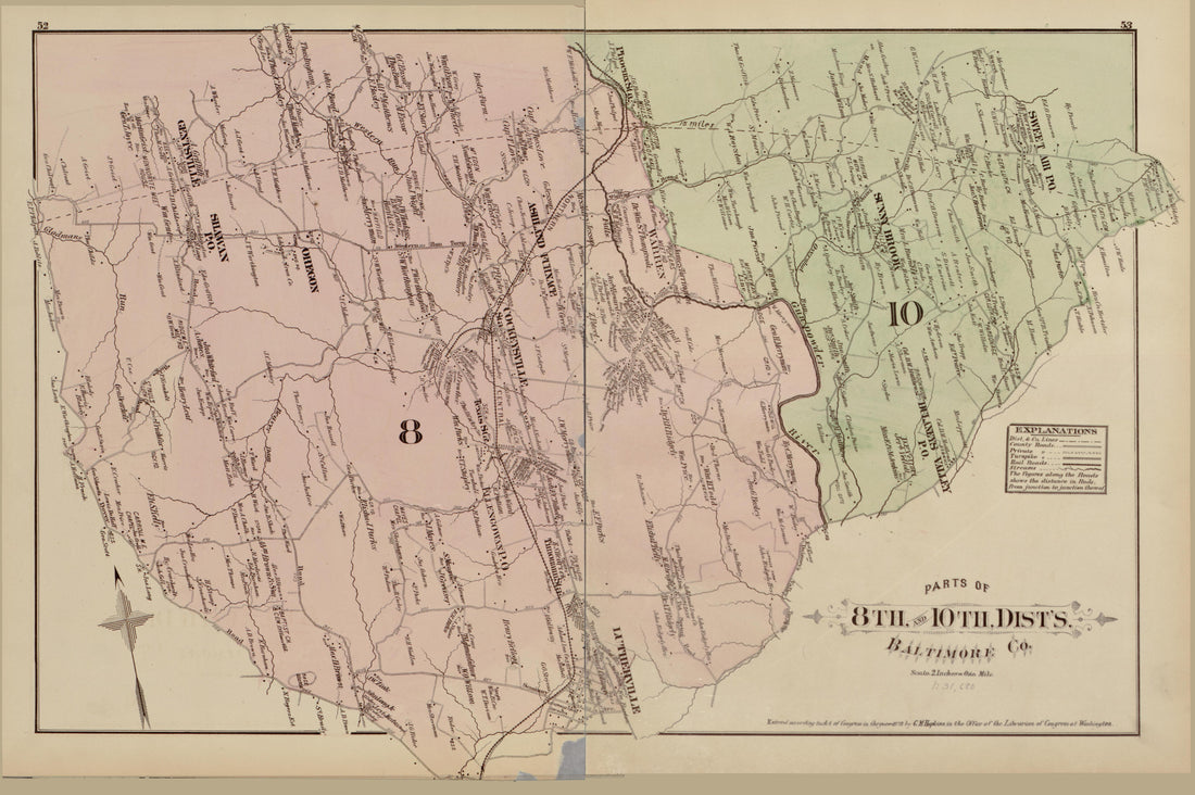 Parts of Eighth and Tenth Districts from Atlas of Fifteen Miles Around Baltimore, Including Anne Arundel County, Maryland 1878 by Relic Map Company