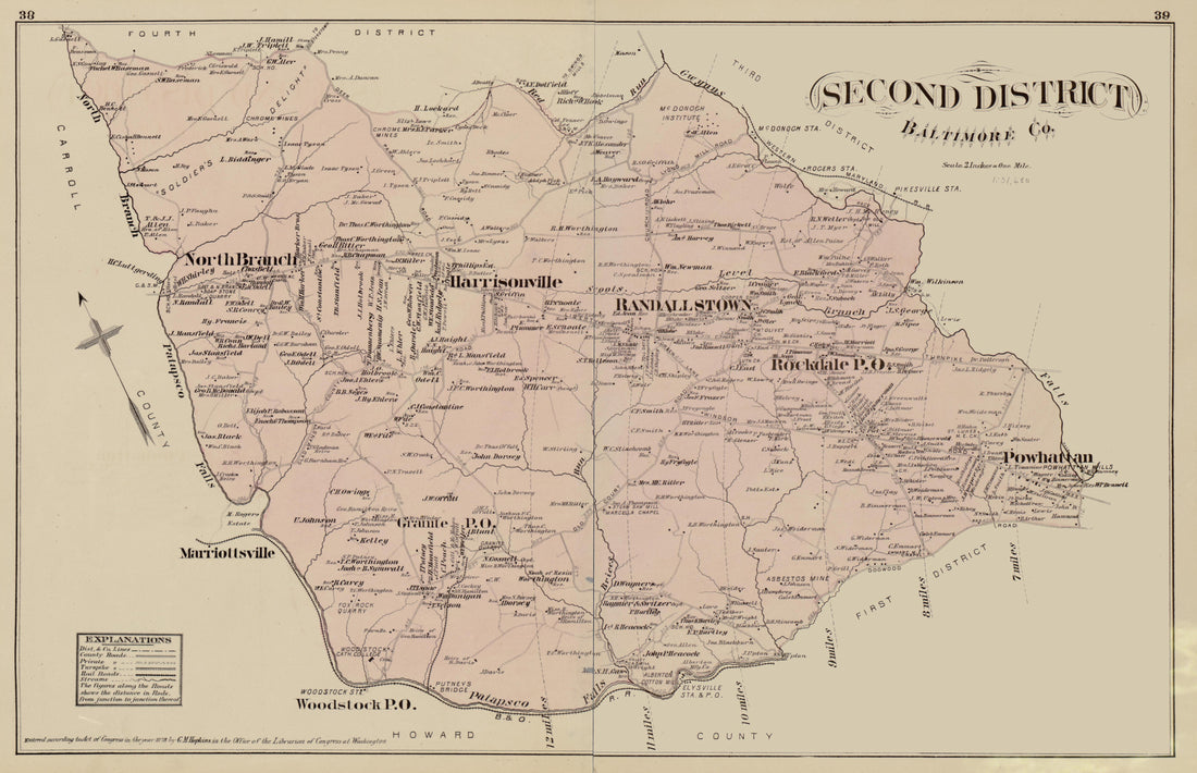 This old map of Anne Arundel County, Baltimore County, Baltimore Suburban Area, Maryland,  was created by Hopkins, Griffith Morgan in 1878
