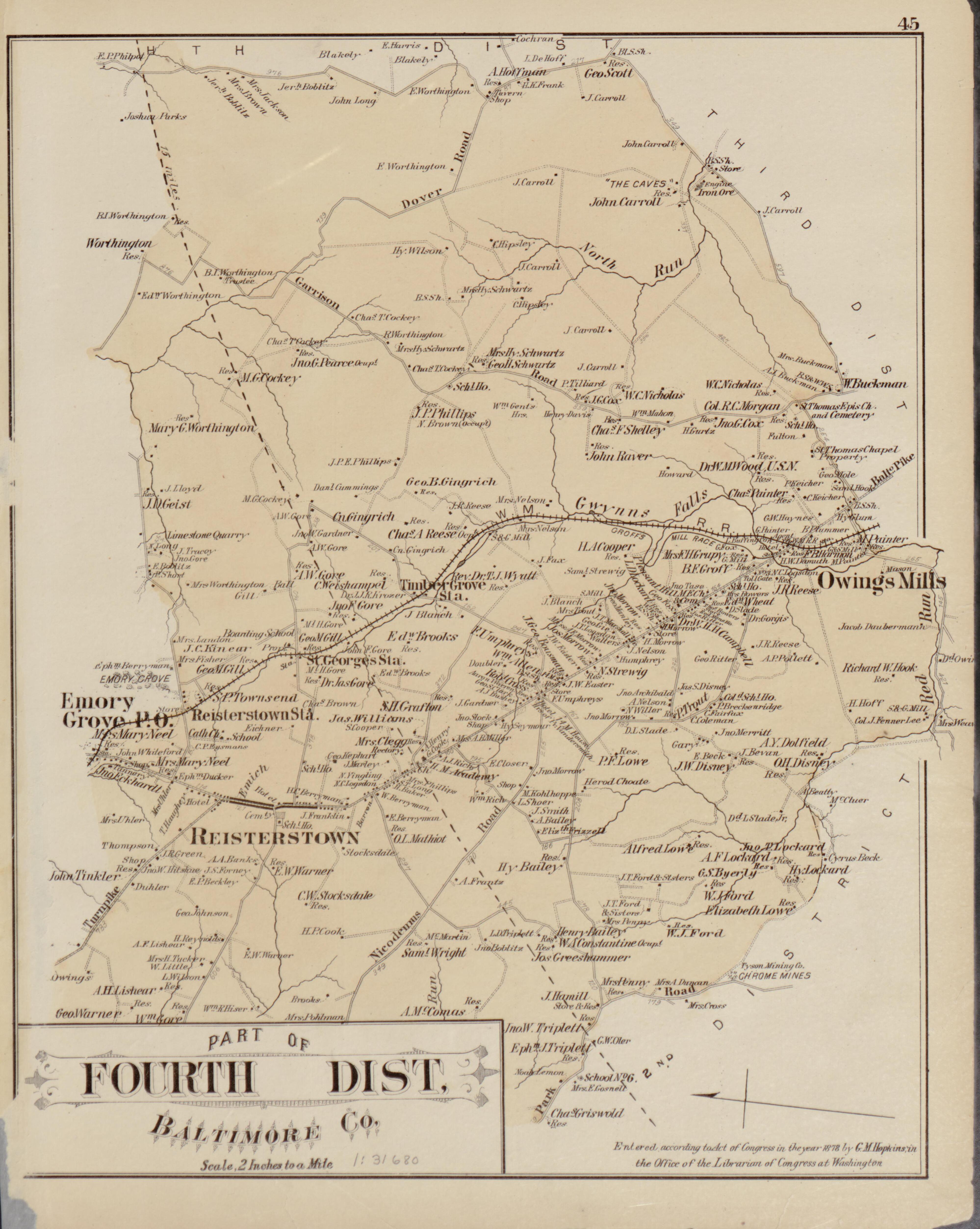 This old map of Anne Arundel County, Baltimore County, Baltimore Suburban Area, Maryland,  was created by Hopkins, Griffith Morgan in 1878